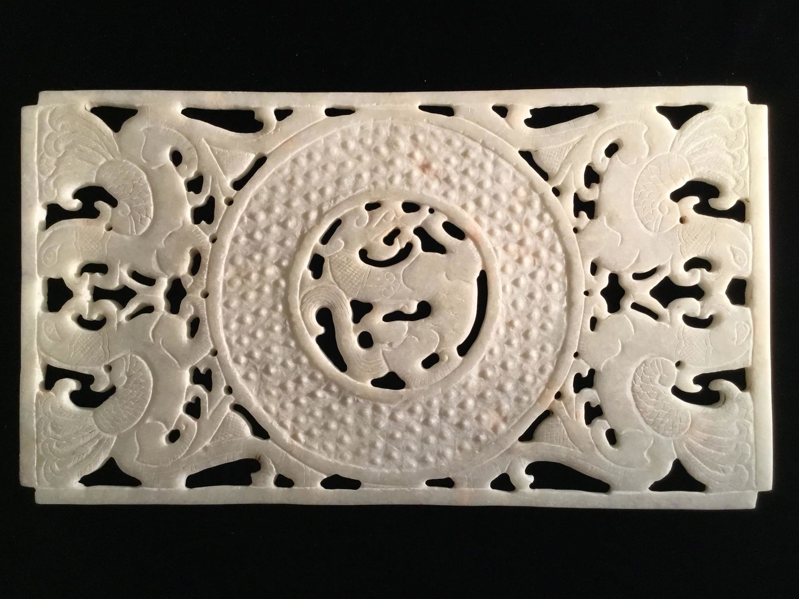 ANTIQUE CHINESE WHITE JADE CARVED PANEL (1 of 6)