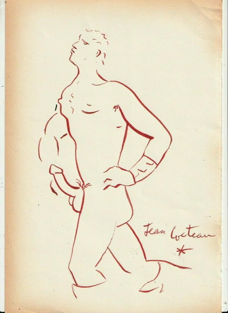 JEAN COCTEAU INK ON PAPER: Jean Cocteau Drawing (After) (born July 5, 1889, Maisons-Laffitte, near Paris, France - died October 11, 1963, Milly-la-Foret, near Paris), French poet, librettist, novelist, actor, film director, and