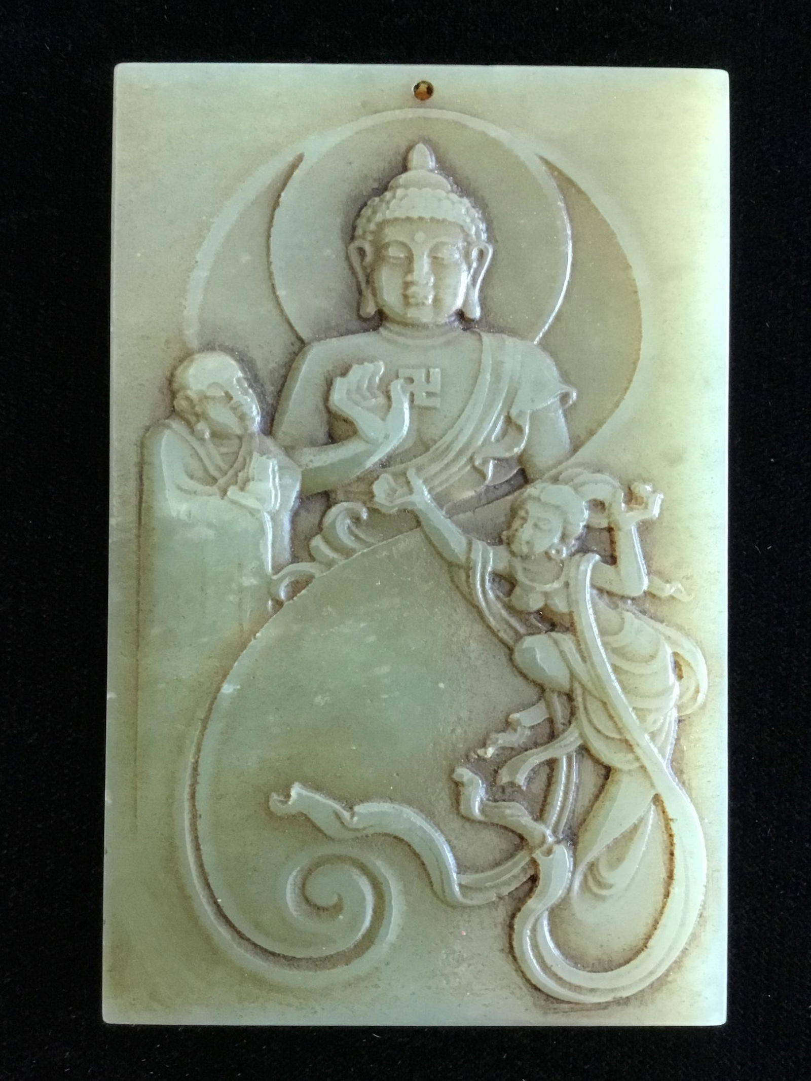 JADE BUDDHA PENDANT PLAQUE WITH CALLIGRAPHY (1 of 4)