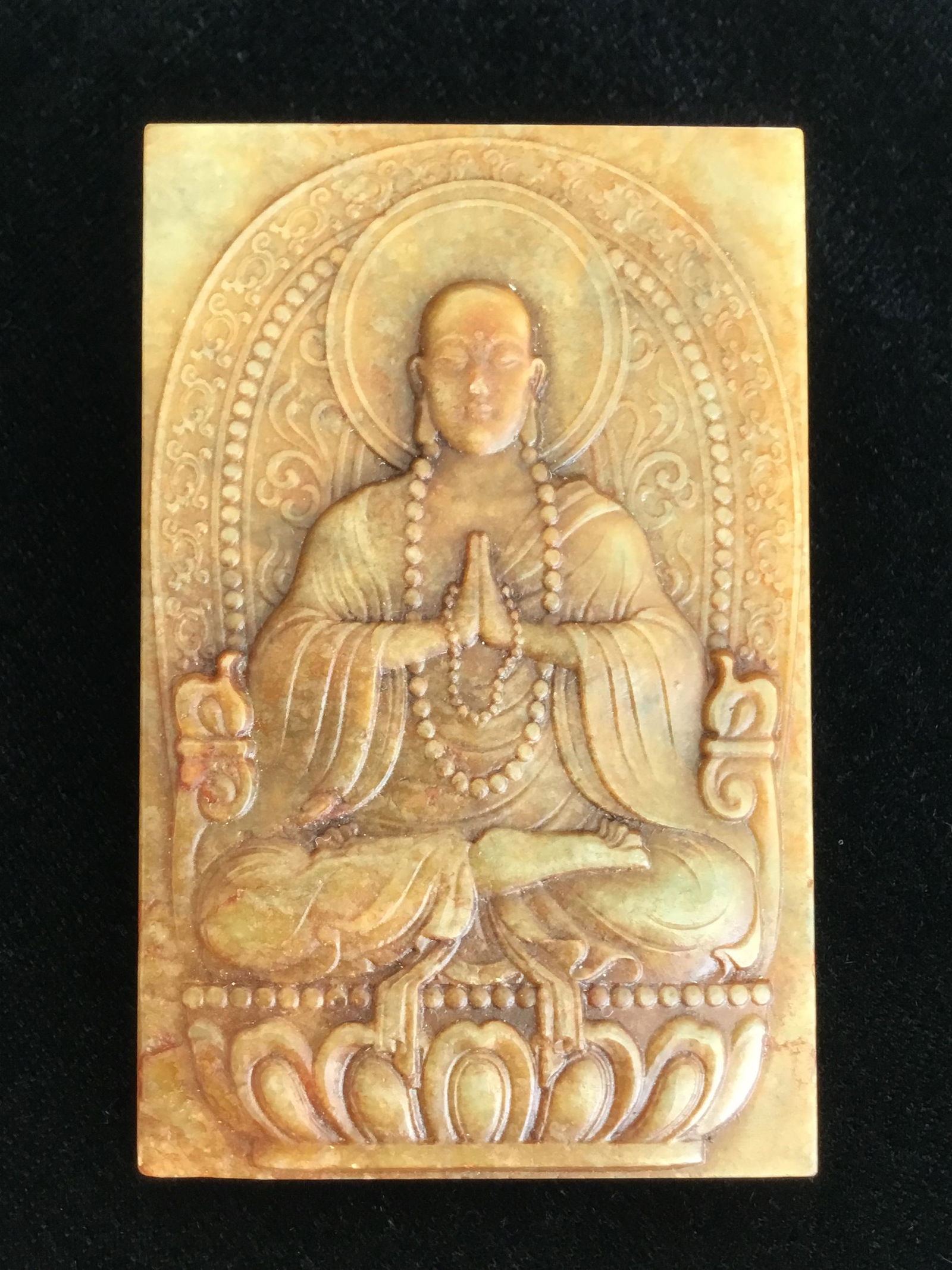 CHINESE JADE PENDANT PLAQUE BUDDHA AND CALLIGRAPHY (1 of 2)