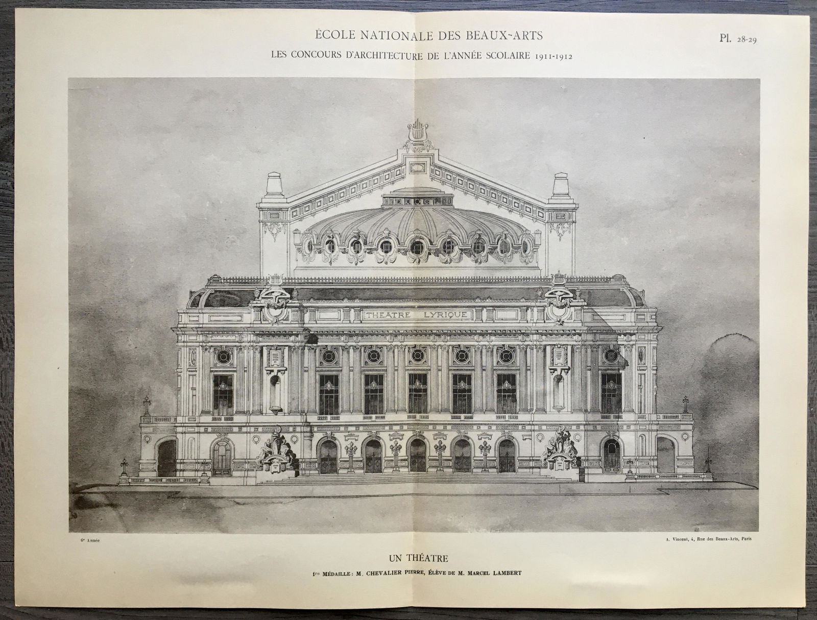 ANTIQUE FRENCH ARCHITECTURAL PRINT (1 of 6)