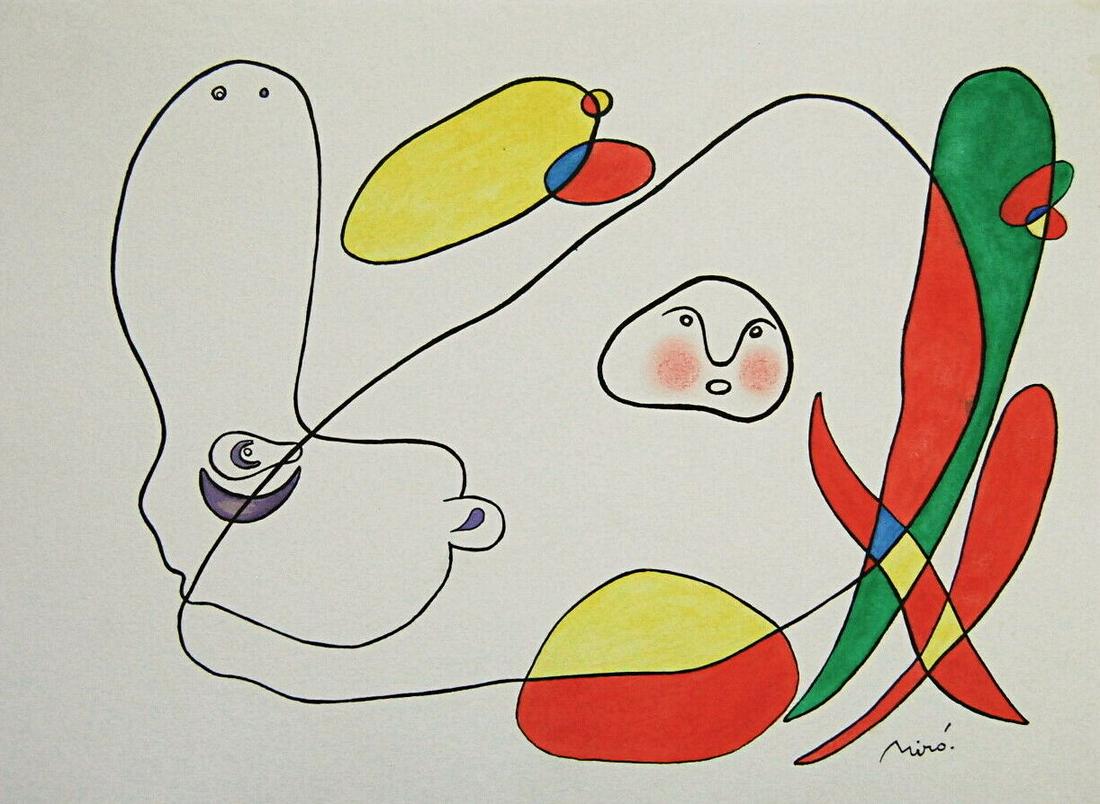 JOAN MIRO ABSTRACT DRAWING ON PAPER (1 of 2)