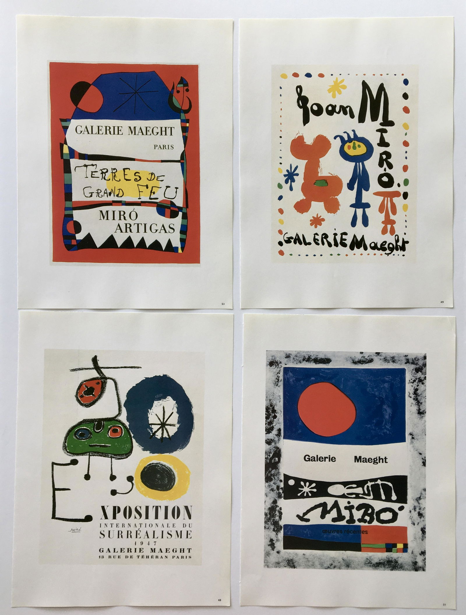 LOT OF 4 PRINTS OF JOAN MIRO POSTERS (1 of 5)