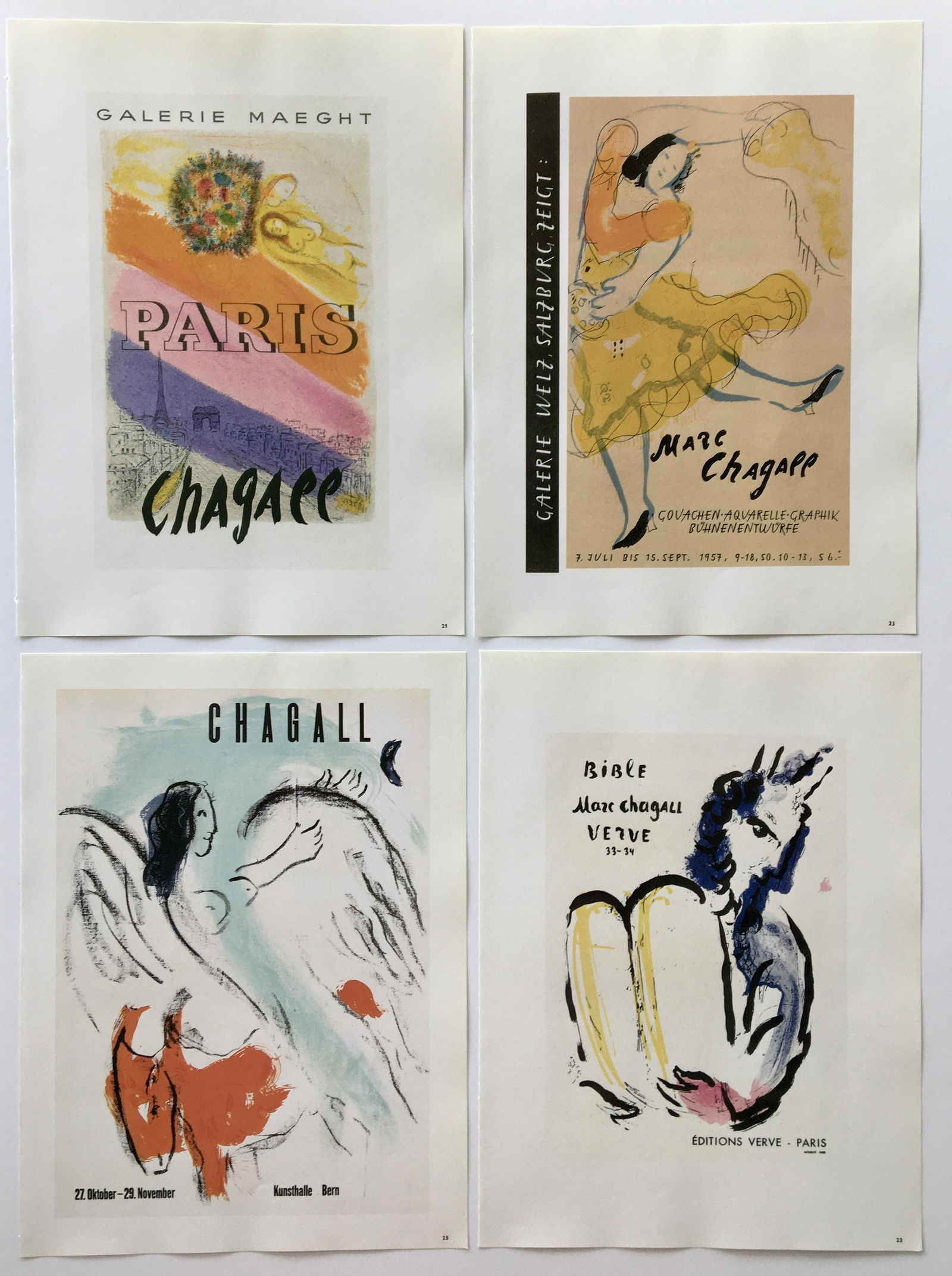 LOT OF 4 PRINTS OF MARC CHAGALL POSTERS (1 of 5)
