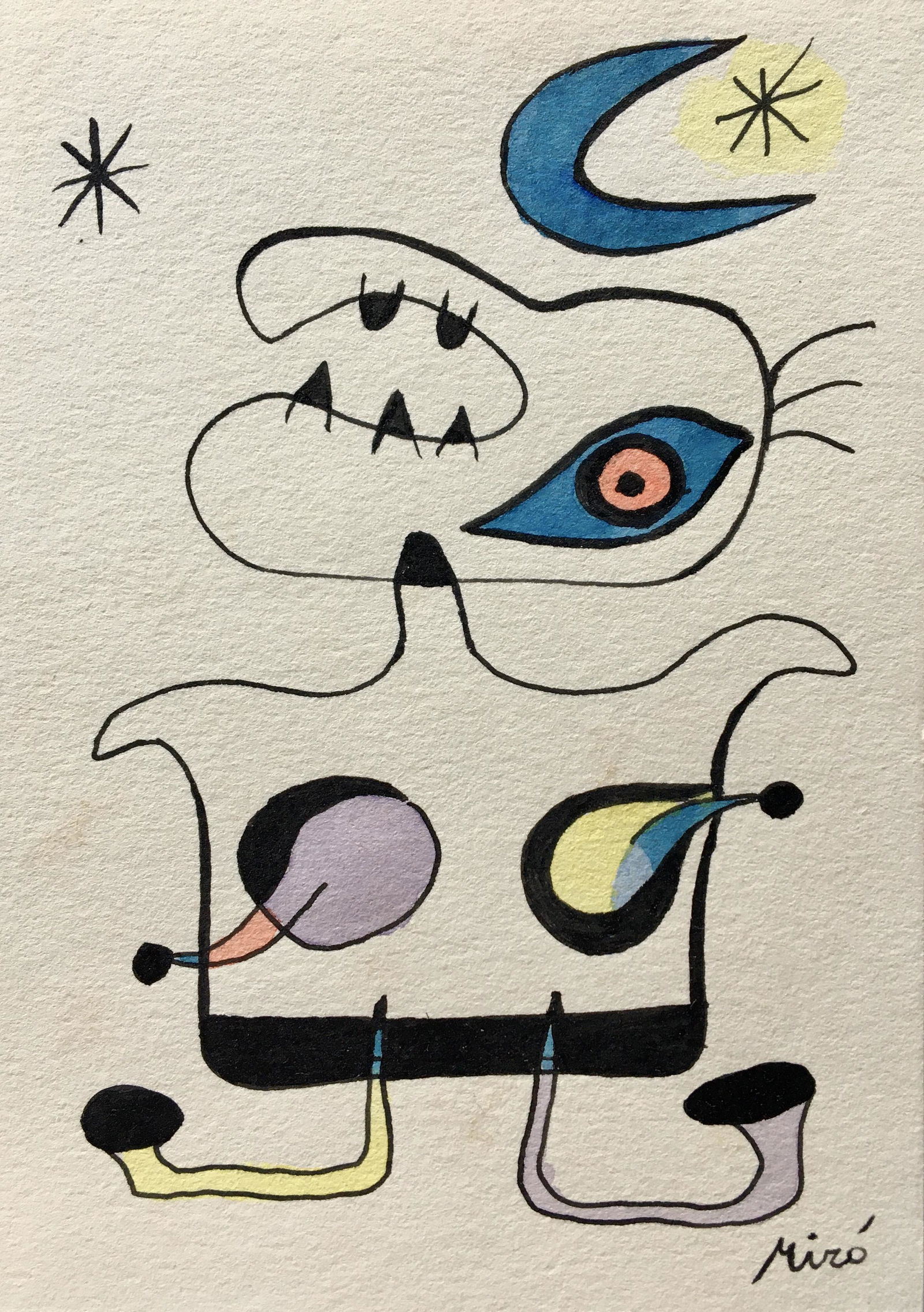 JOAN MIRO ABSTRACT DRAWING ON PAPER (1 of 2)