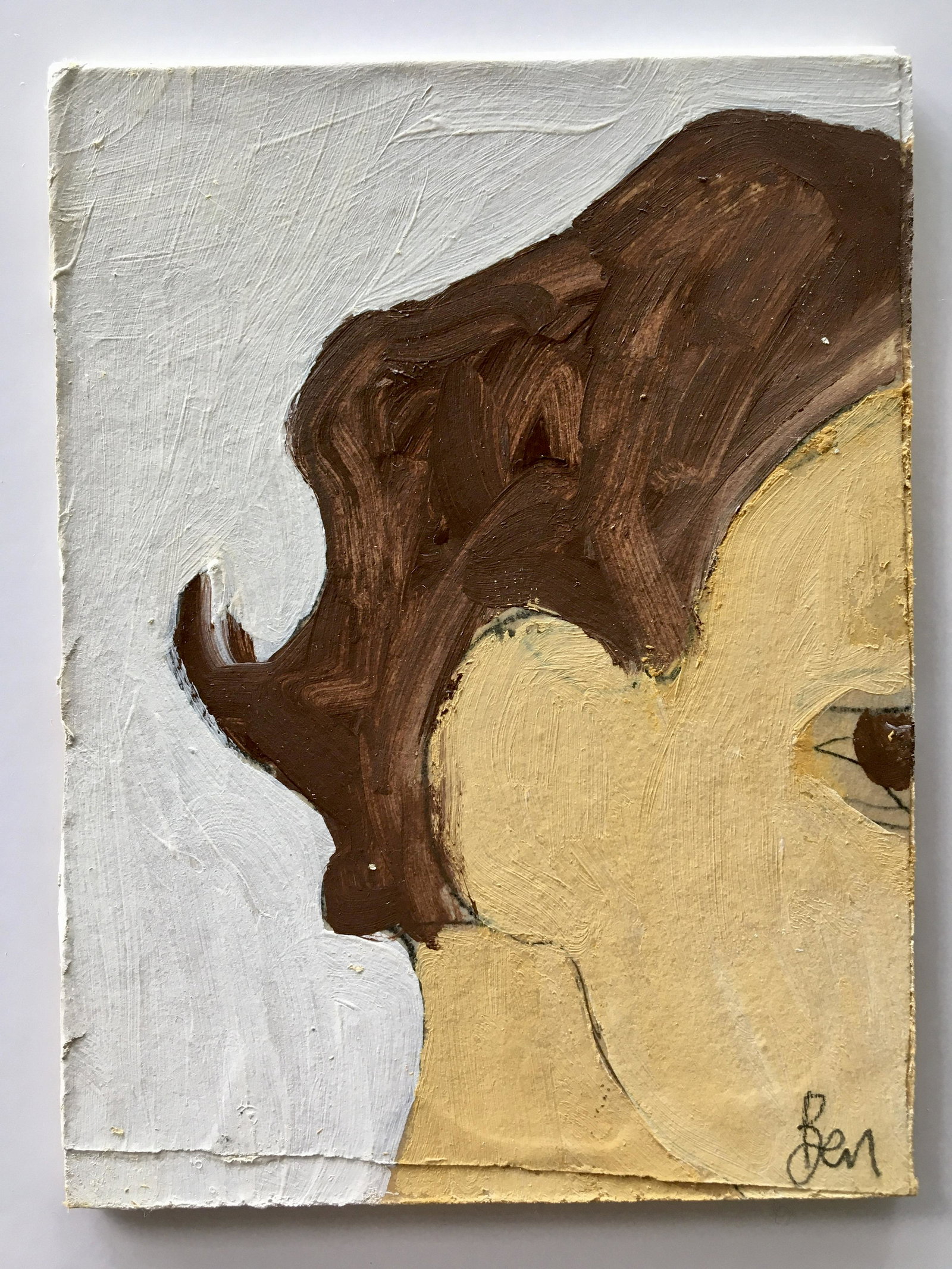 ABSTRACT MINIMALIST OIL PAINTING: Abstract Minimalist Oil Painting on Board. Size: 9.3 x 14.2 cm (3.7 x 5.6) inches. Acquired at an Estate Sale, Montmartre, Paris.