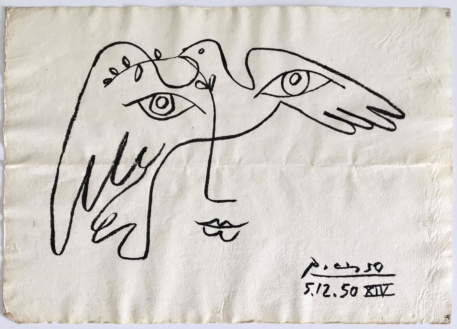 PABLO PICASSO INK DRAWING ON PAPER (1 of 1)