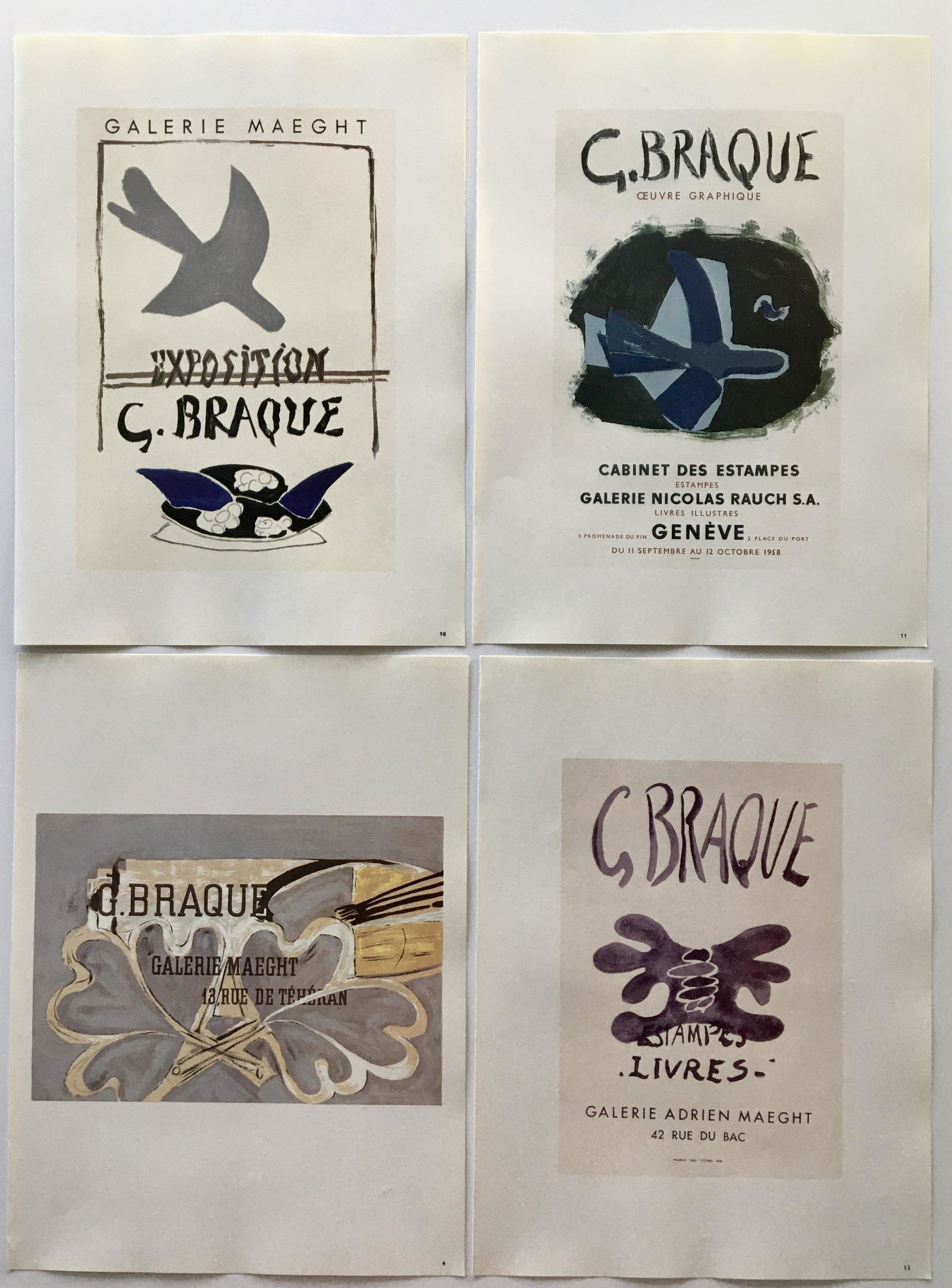 LOT OF 4 PRINTS OF GEORGES BRAQUE POSTERS (1 of 5)
