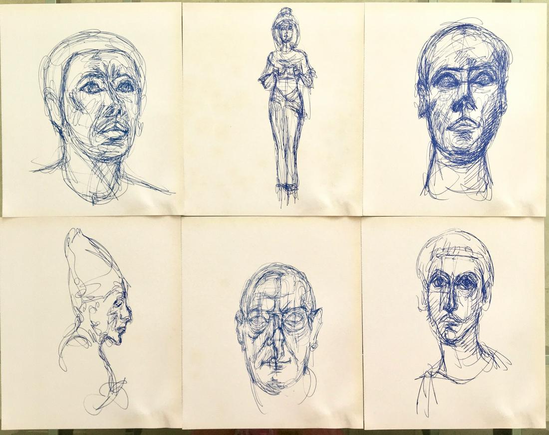 LOT OF 6 PRINTS OF ALBERTO GIACOMETTI SKETCHES (1 of 7)