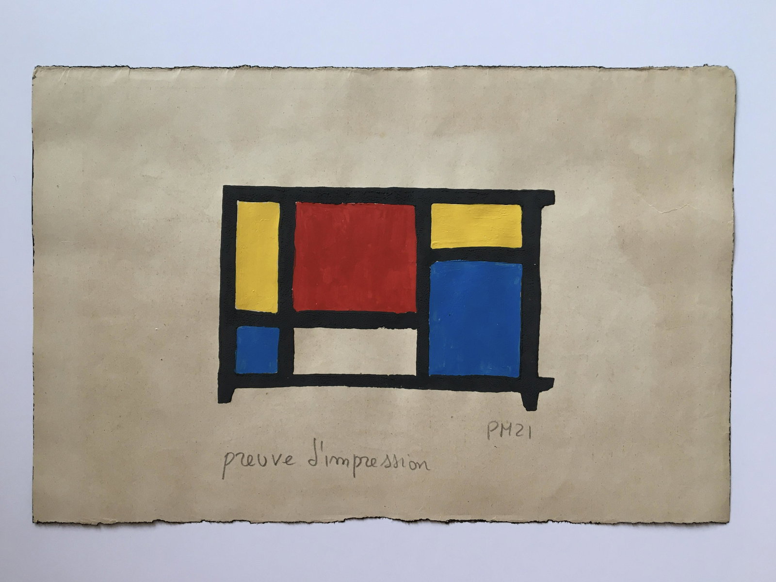 GOUACHE ON PAPER PAINTING MONDRIAN (St) (1 of 2)
