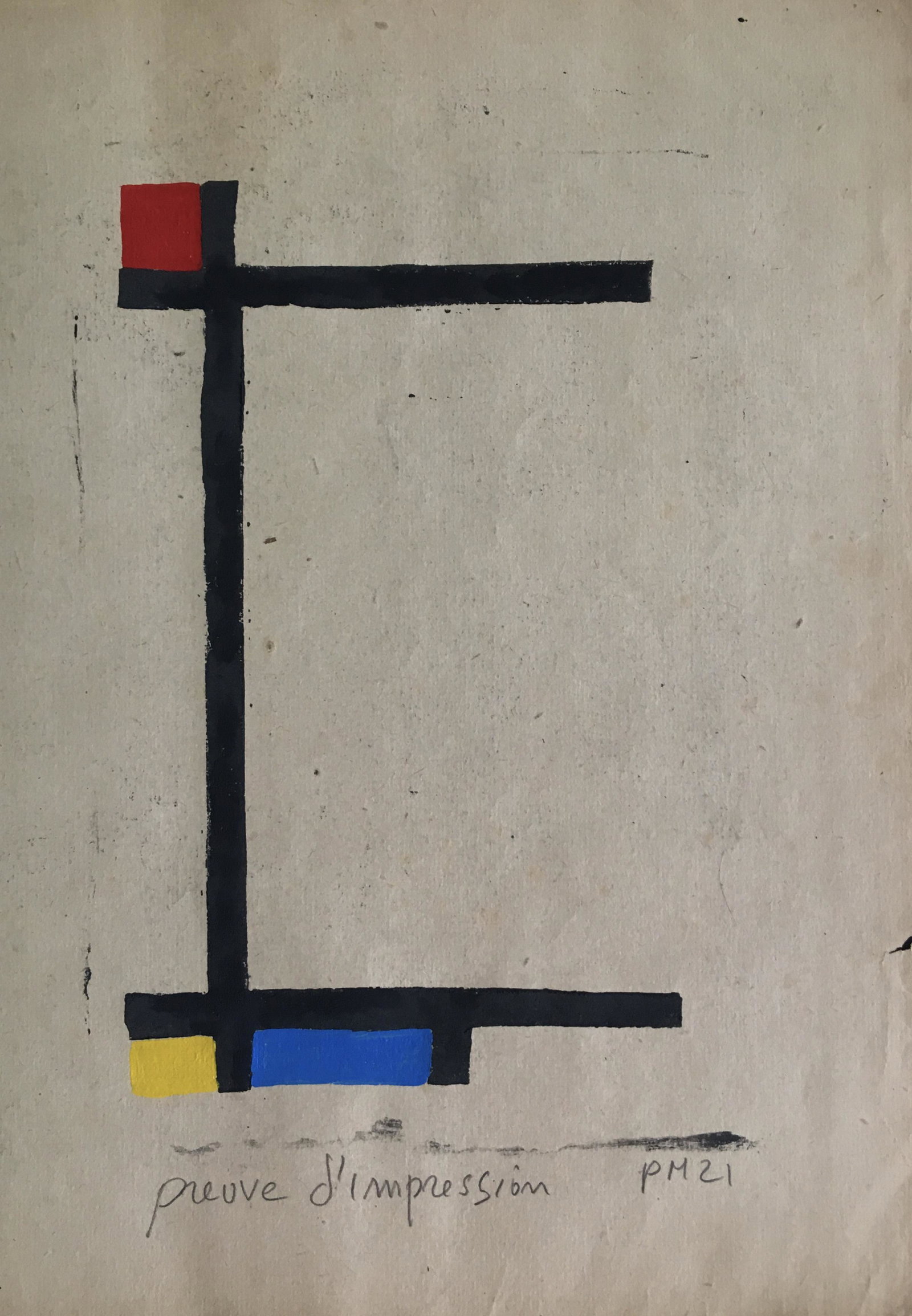 GOUACHE ON PAPER PAINTING MONDRIAN: In the Style Of Piet Mondrian gouache on paper. Size: 27 x 19.5 CM. Unframed. No Coa. Private Collector, West Palm Beach. Painting is been sold as "In the style of the artist".Pieter Cornelis Mondriaa