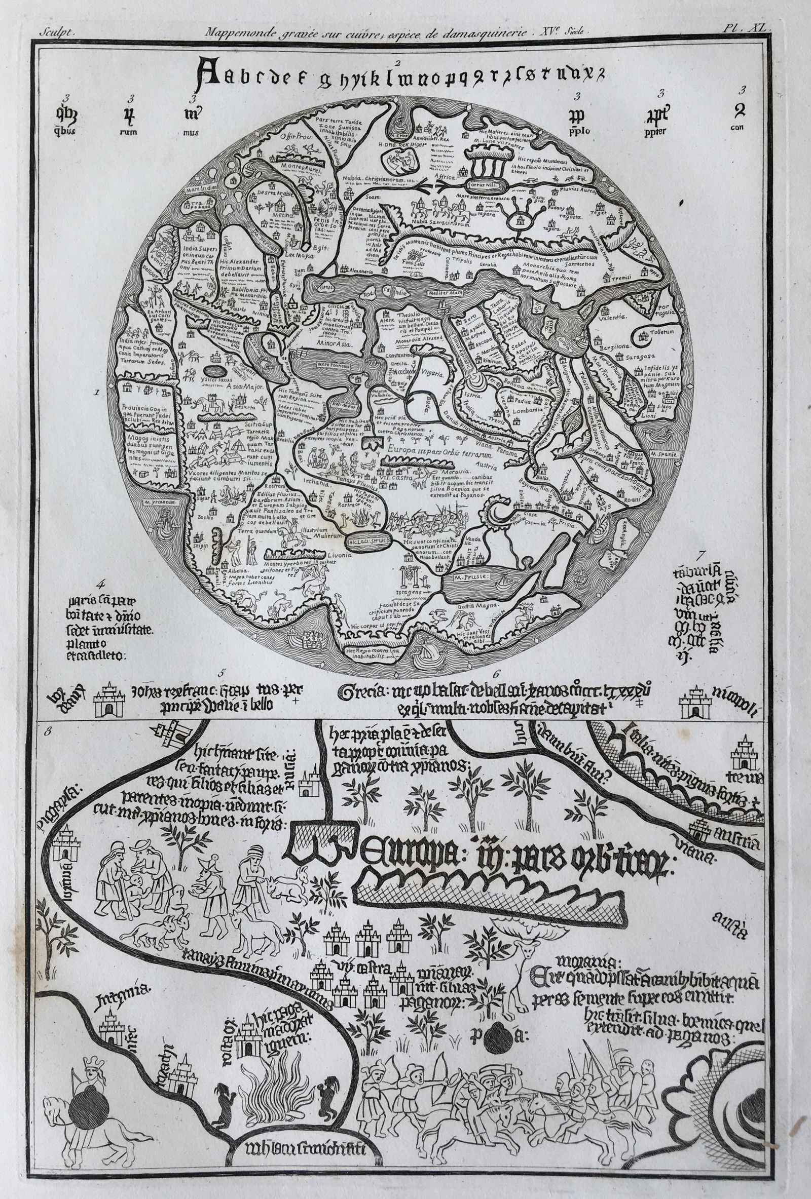 CARDINAL BORGIA MAP DAMASQUINERIE PRINTED PARIS Ca 1800 (1 of 7)