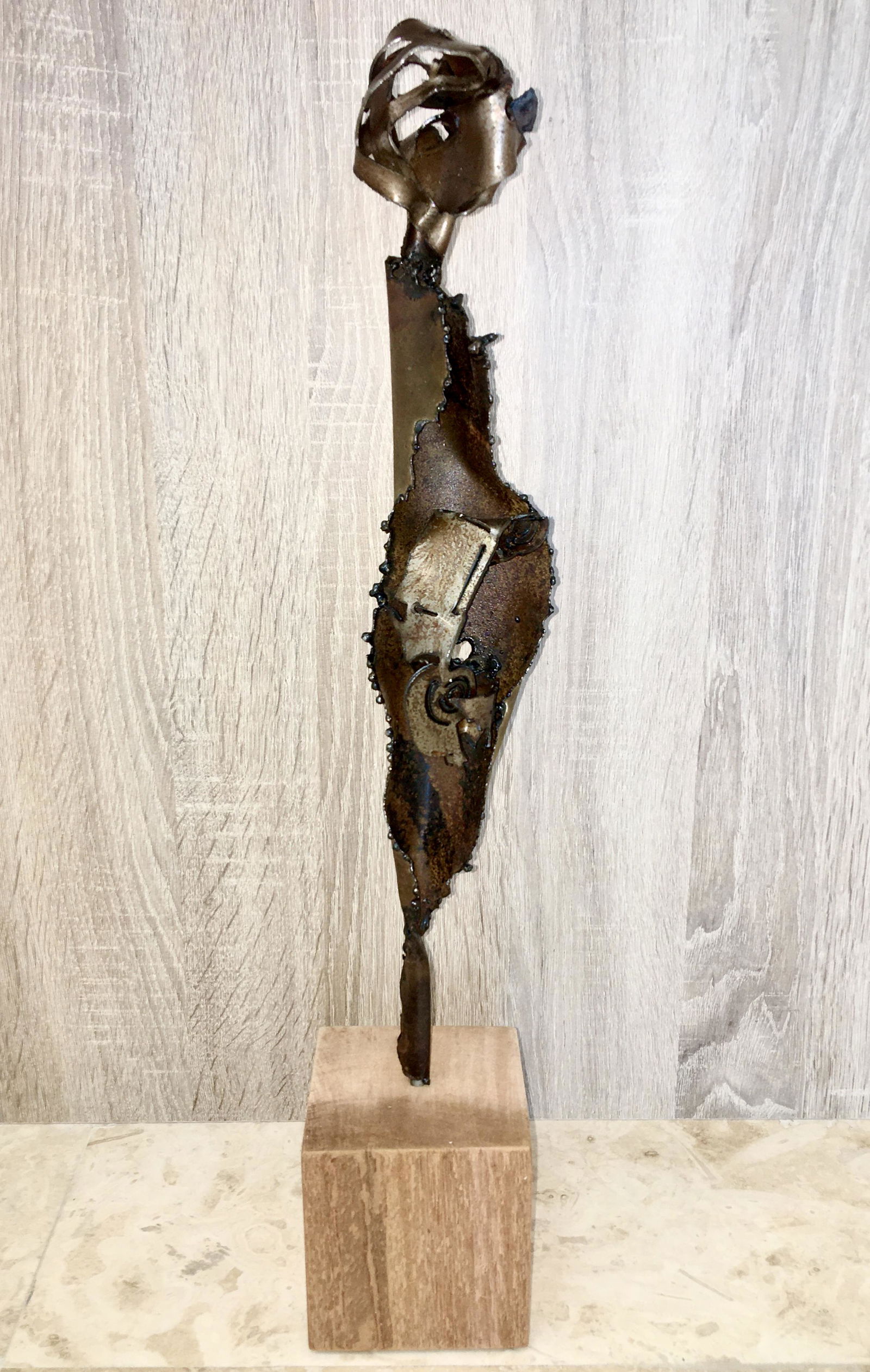 BRUTALIST MID CENTURY STYLE METAL SCULPTURE (1 of 4)