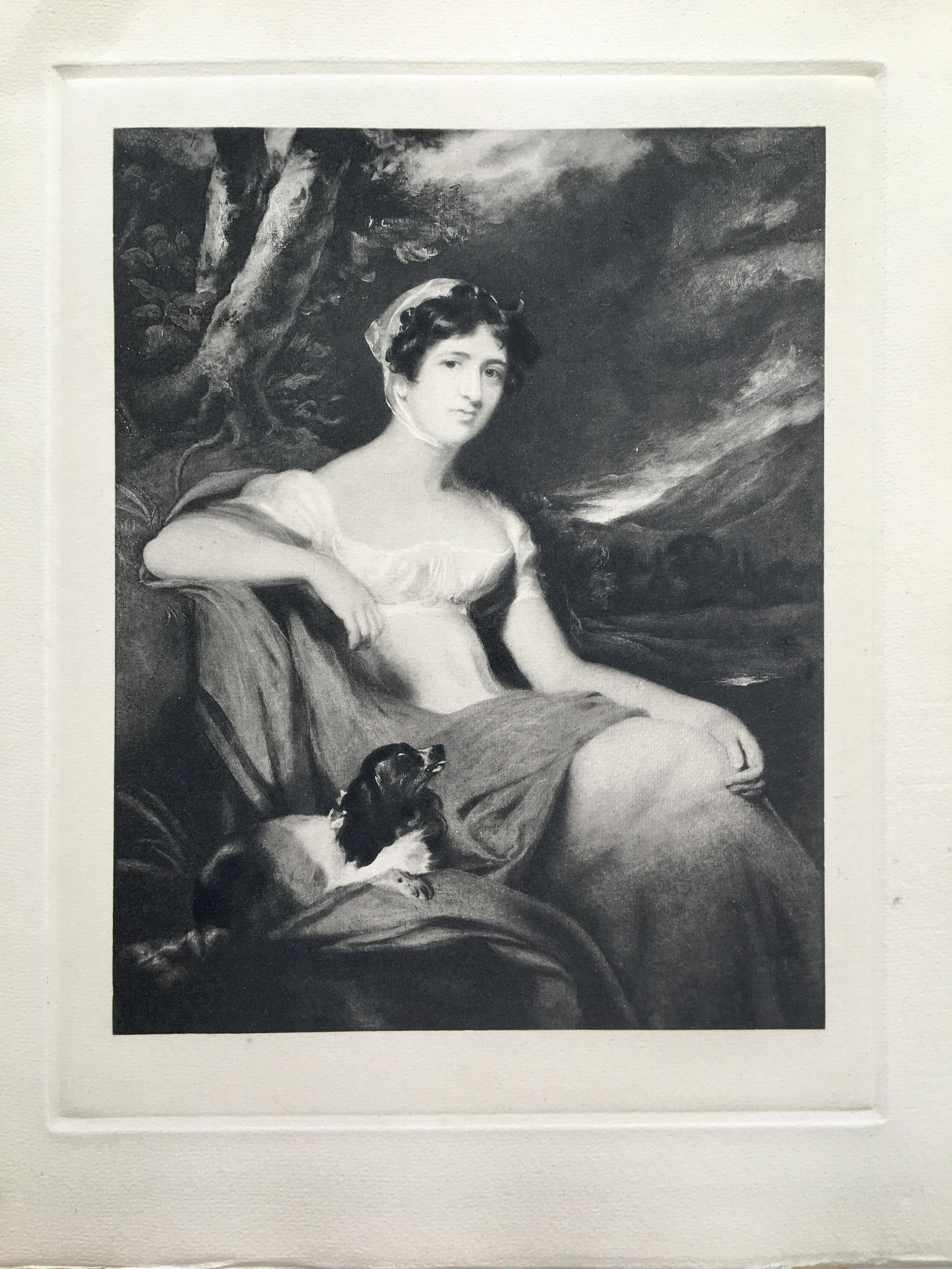 ETCHING AFTER SIR THOMAS LAWRENCE MRS. CUNLIFFE OFFLEY: Rare antique etching after Sir Thomas Lawrence. Mrs. Cunliffe Offley. Size: 14.5 X 11 inches approx. Etching is Unframed. Thick paper.