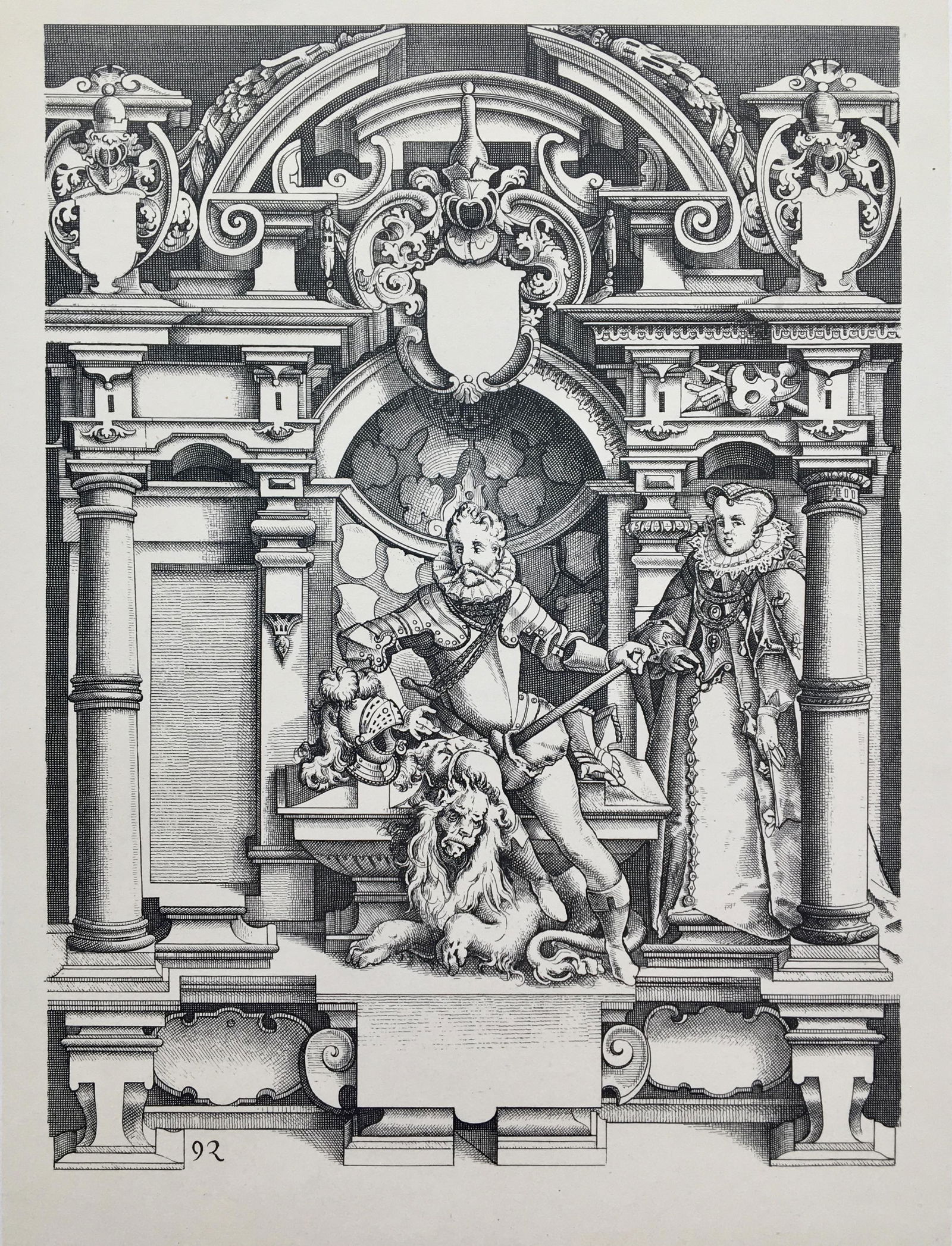 ANTIQUE ARCHITECTURAL LITHOGRAPH WENDEL DIETTERLIN (1 of 2)