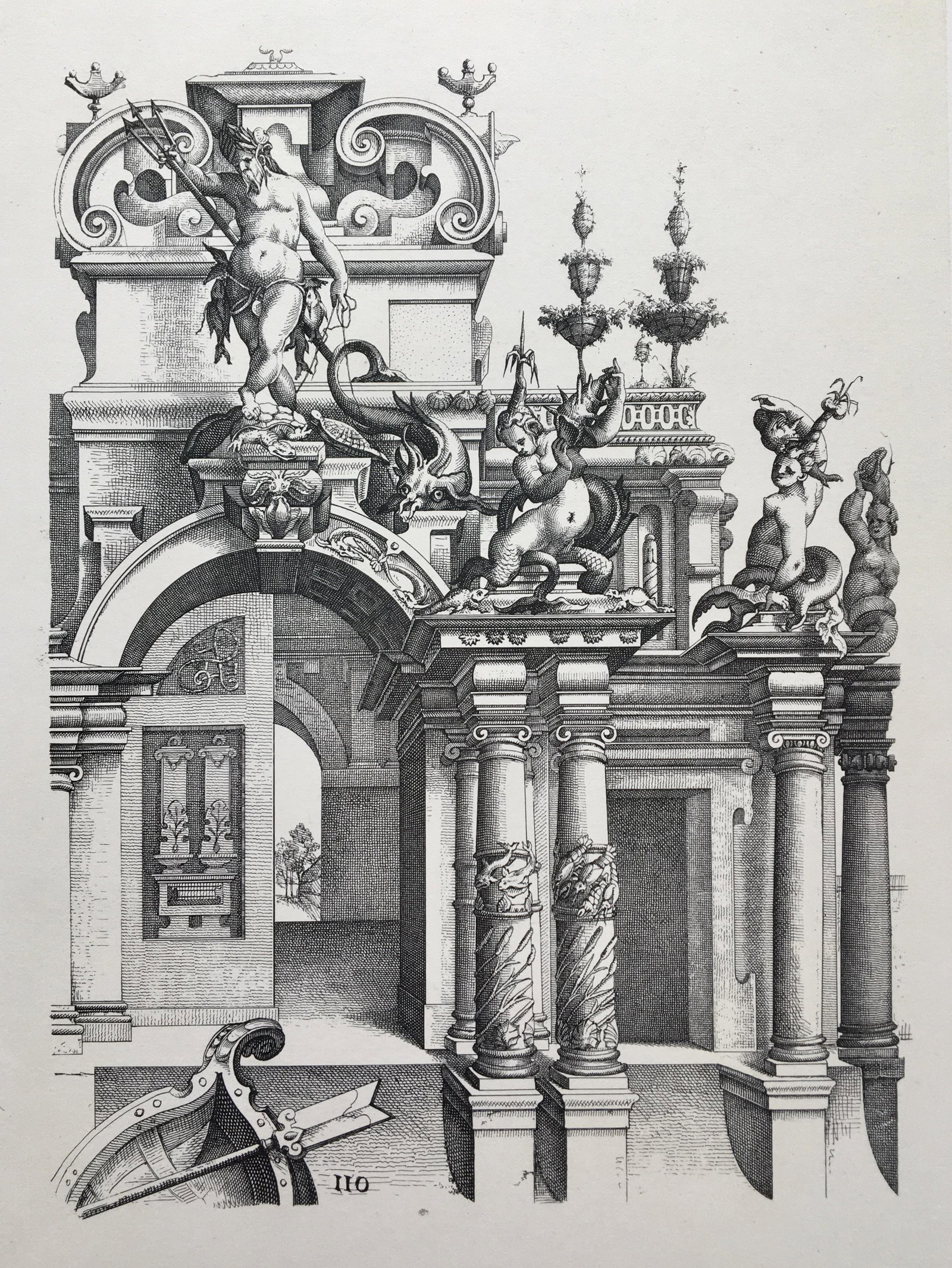 ANTIQUE ARCHITECTURAL LITHOGRAPH WENDEL DIETTERLIN (1 of 2)