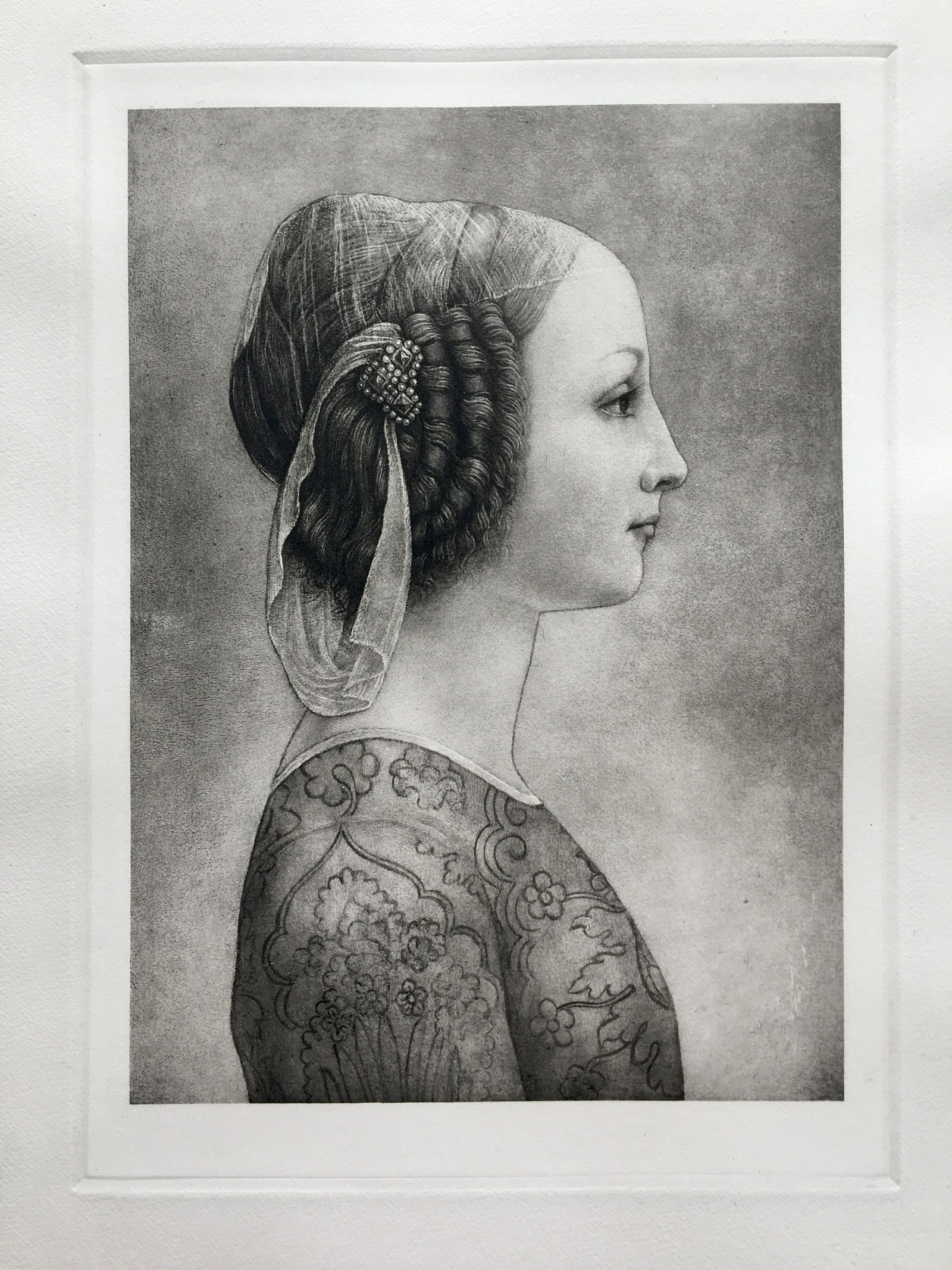 ETCHING AFTER OLD MASTER PIERO POLLAIUOLO YOUNG LADY (1 of 2)