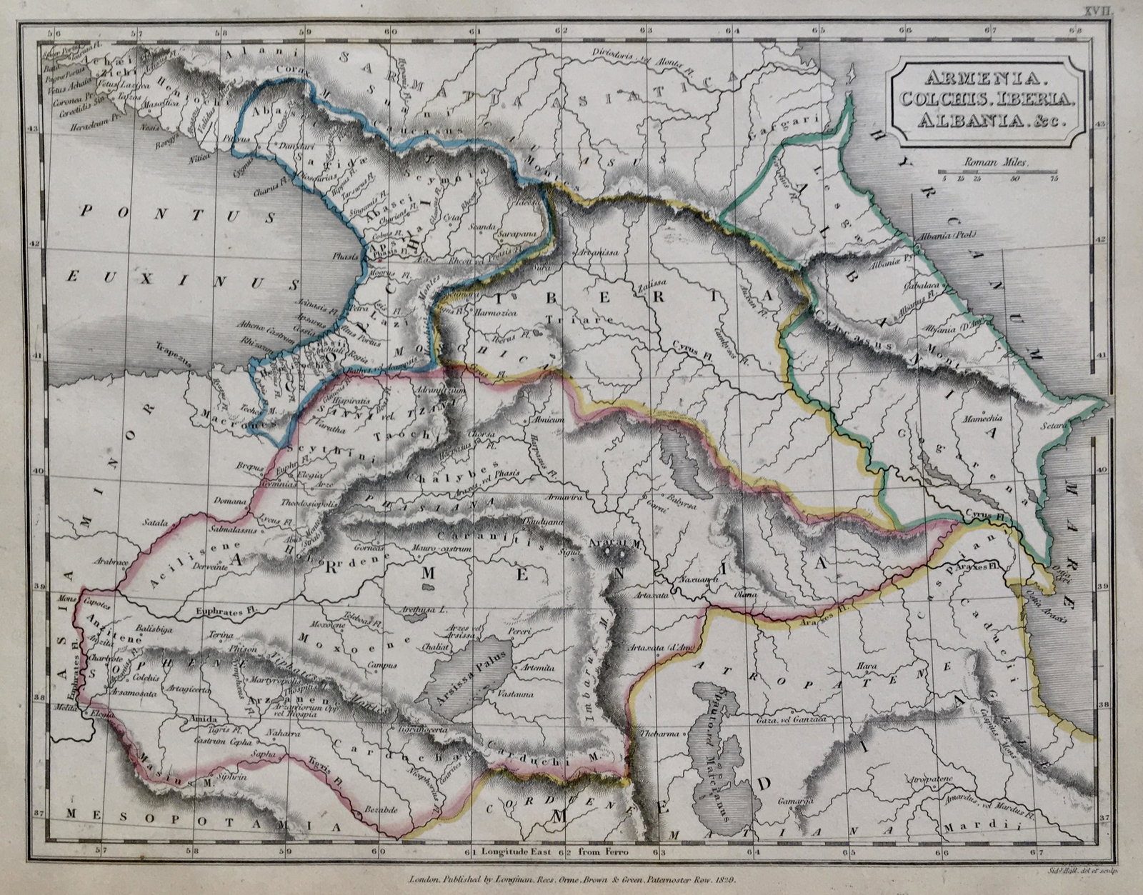 Antique Map Armenia, Colchis, Iberia & Albania: Size: 11 X 8.5 inches approx. Unframed. Printed 1826.