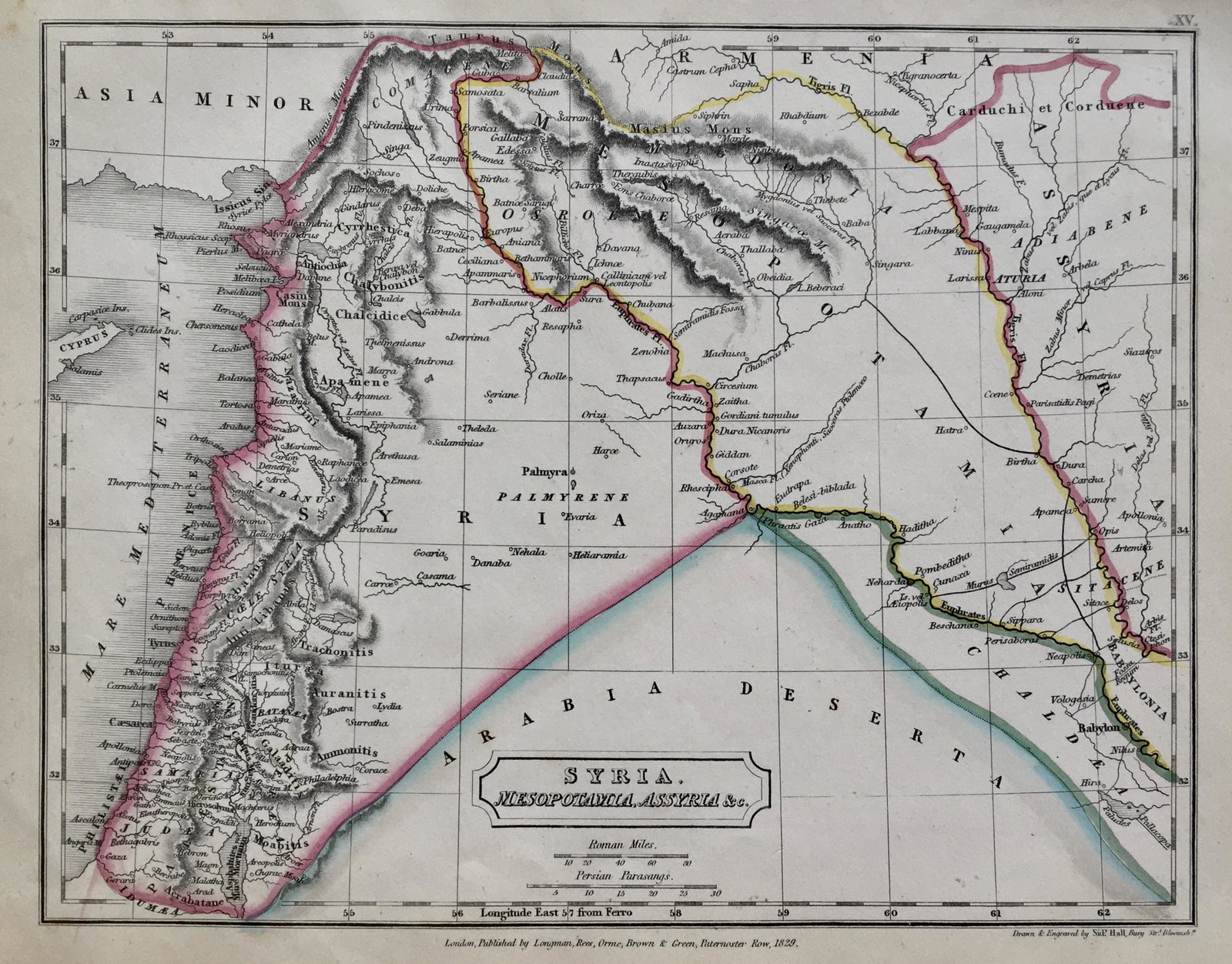 Antique Map SYRIA, MESOPOTAMIA, ASSYRIA: Size: 11 X 8.5 inches approx. Unframed. Printed 1826.