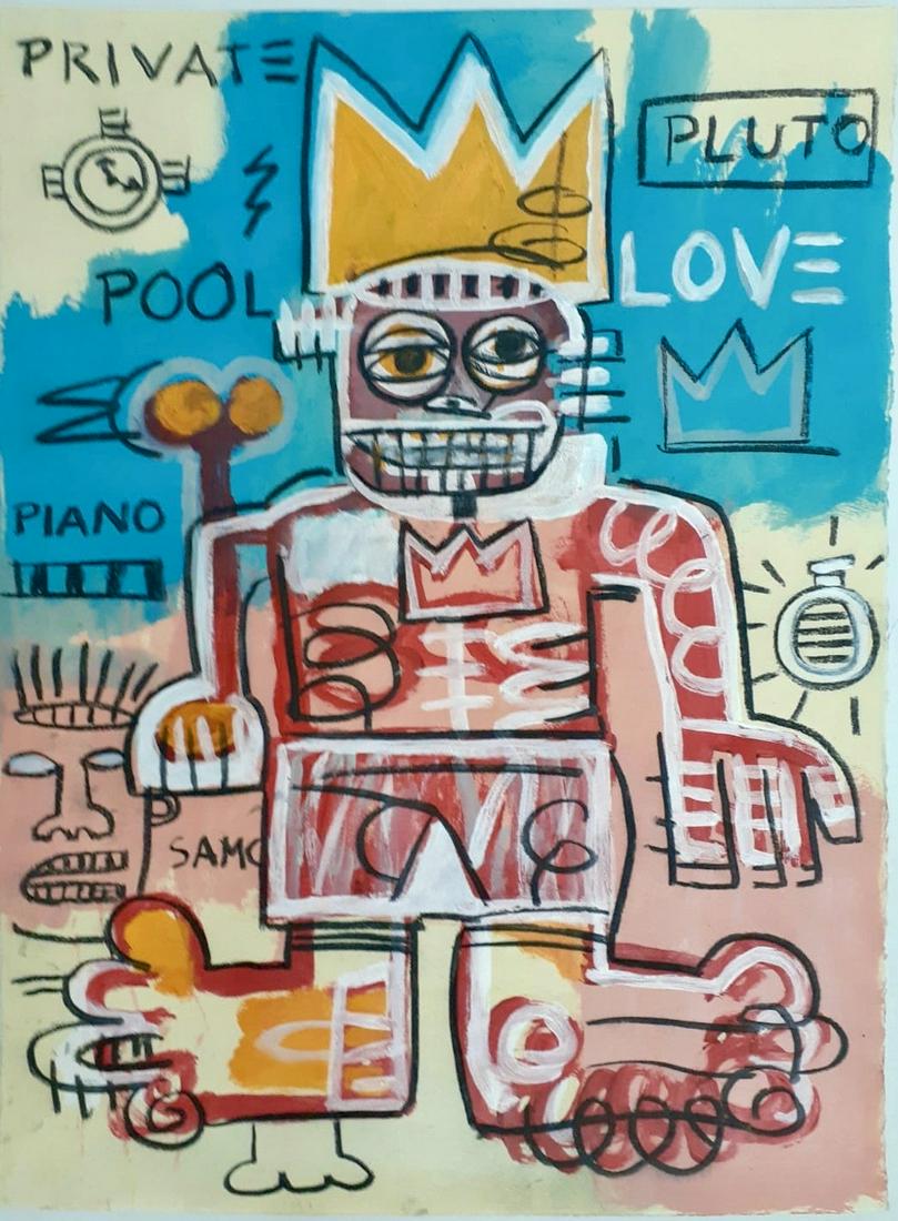 POP GRAFFITI ART LARGE PAINTING MIXED MEDIA ON PAPER (1 of 1)