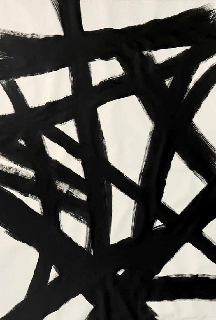 ORIGINAL ACRYLIC ON CANVAS PAINTING KLINE STYLE 52X36 (1 of 3)