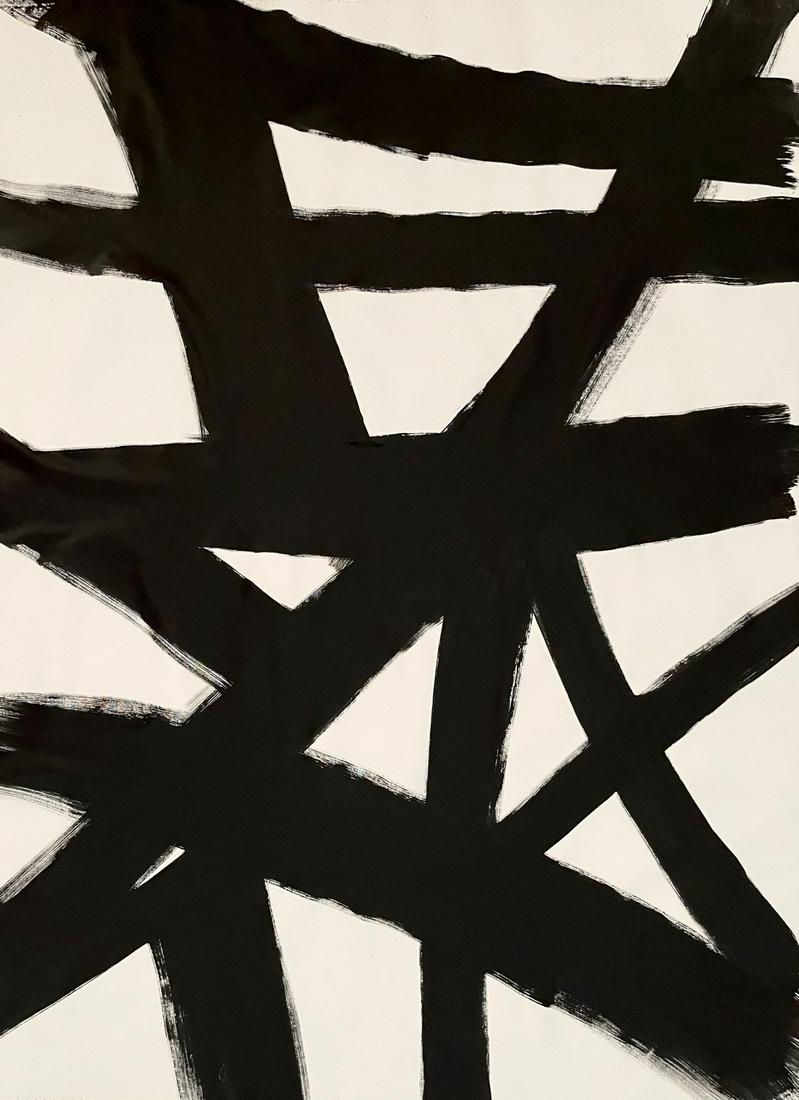 ORIGINAL ACRYLIC ON CANVAS PAINTING KLINE STYLE 52X38 (1 of 3)