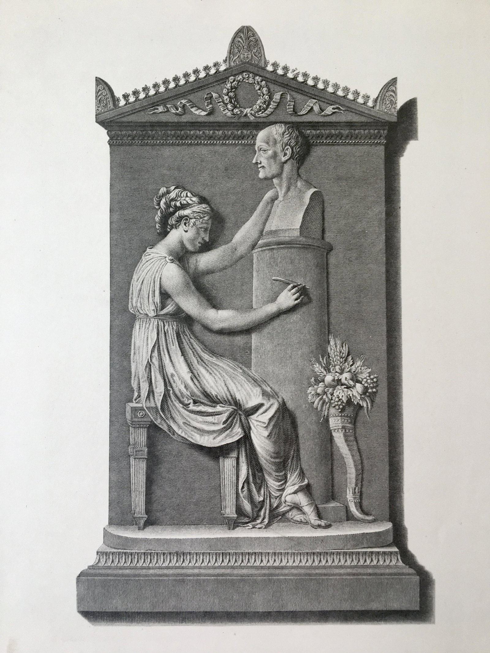 ENGRAVING AFTER ANTONIO CANOVA MONUMENT OTTAVIO TRENTO: ANTIQUE ENGRAVING AFTER ANTONIO CANOVA. Engraving is sold Unframed. Size: 13 X 10.5 inches. Printed Circa 1870.