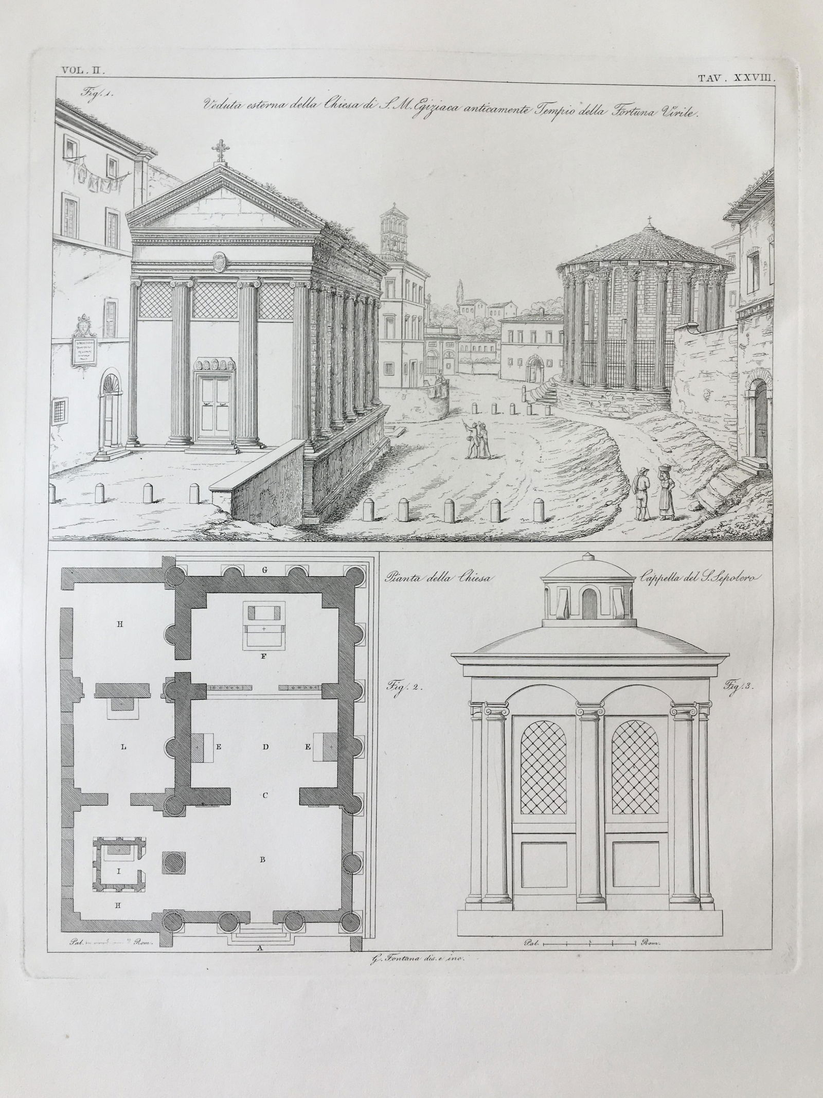 ANTIQUE ARCHITECTURAL PRINT ST MARIA EGYZIACA (1 of 2)