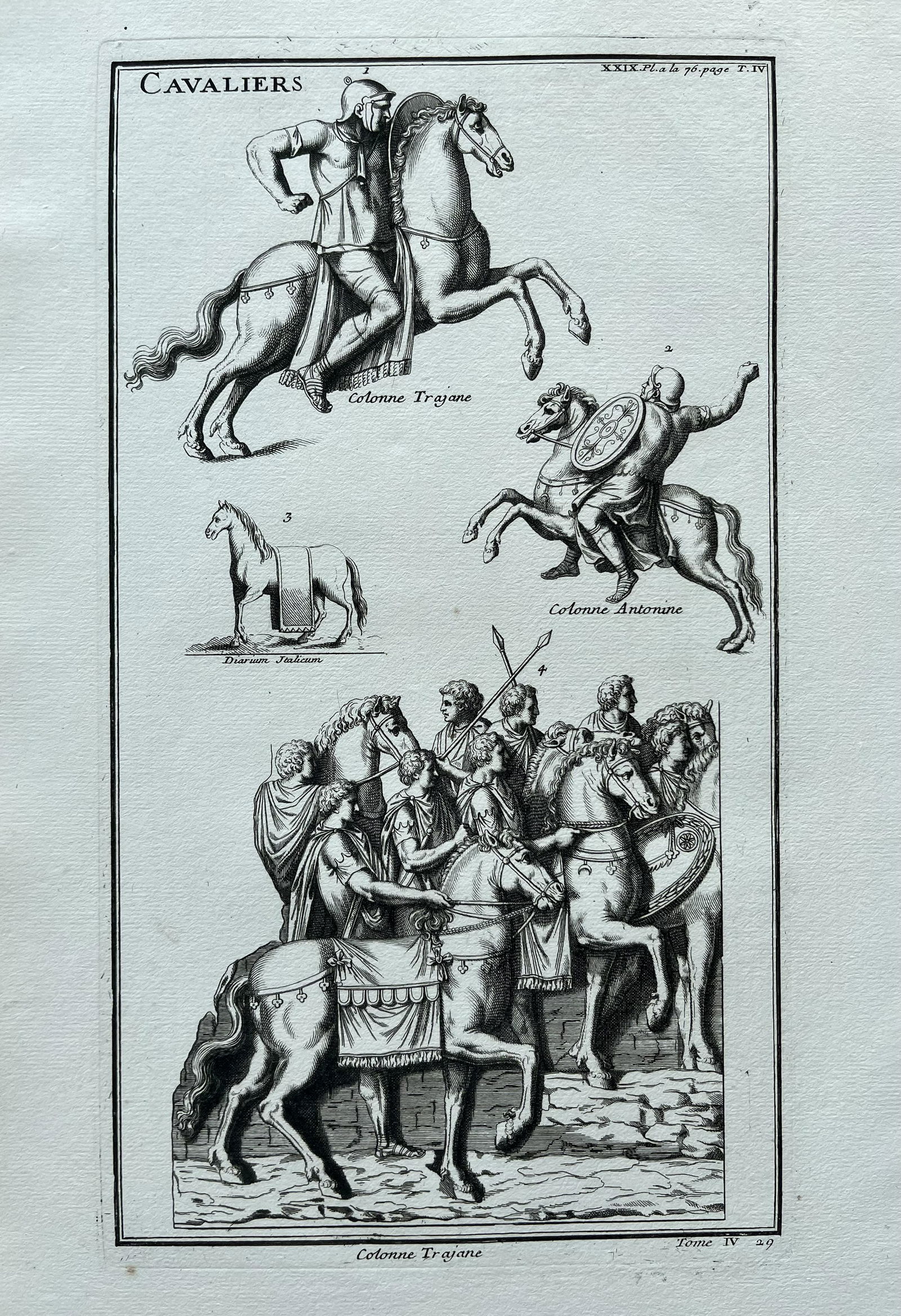 ANTIQUE ENGRAVING ROMAN CAVALIERS (1 of 2)