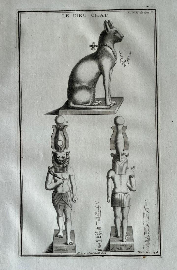 ANTIQUE ENGRAVING ANCIENT EGYPT CAT GODDESS (1 of 2)