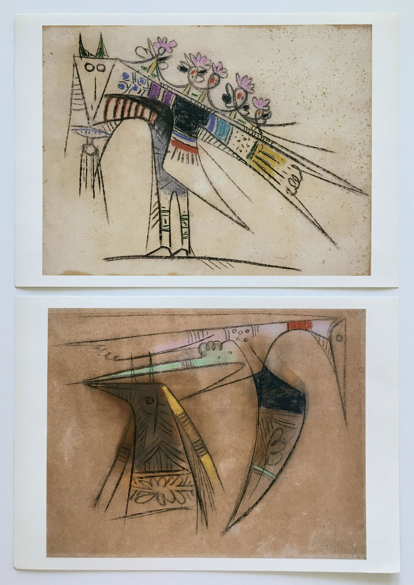 2 WIFREDO LAM PRINTS: SIZE: 13 X 9.5 Inches Approx. Unframed. NOT hand signed.