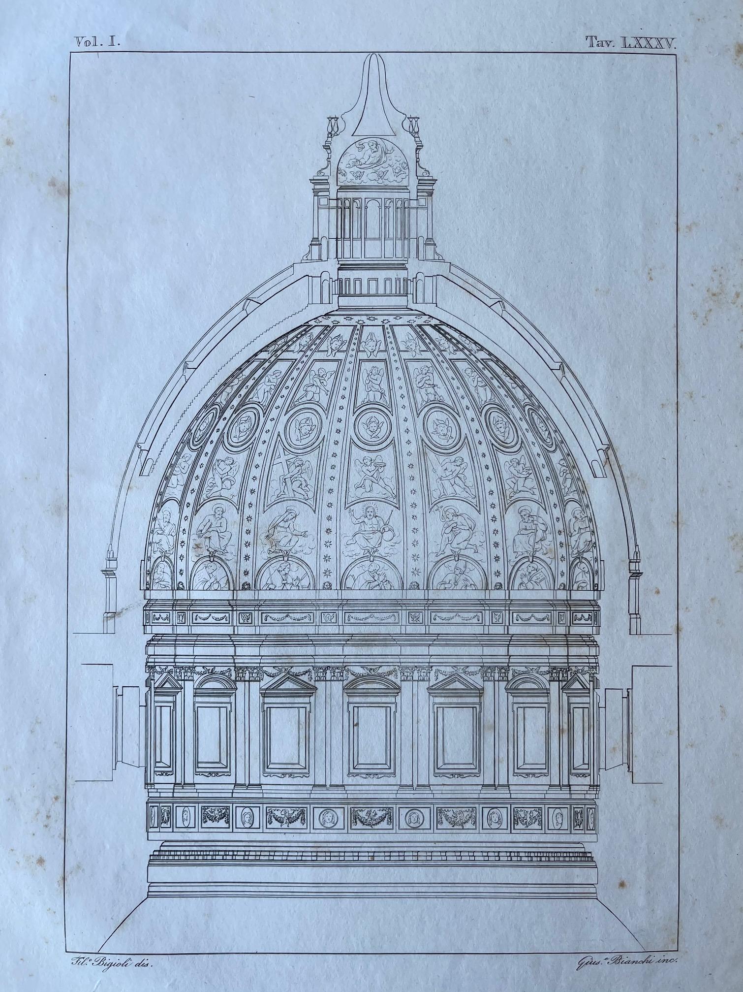 ANTIQUE ITALIAN ARCHITECTURAL PRINT OF THE VATICAN (1 of 2)
