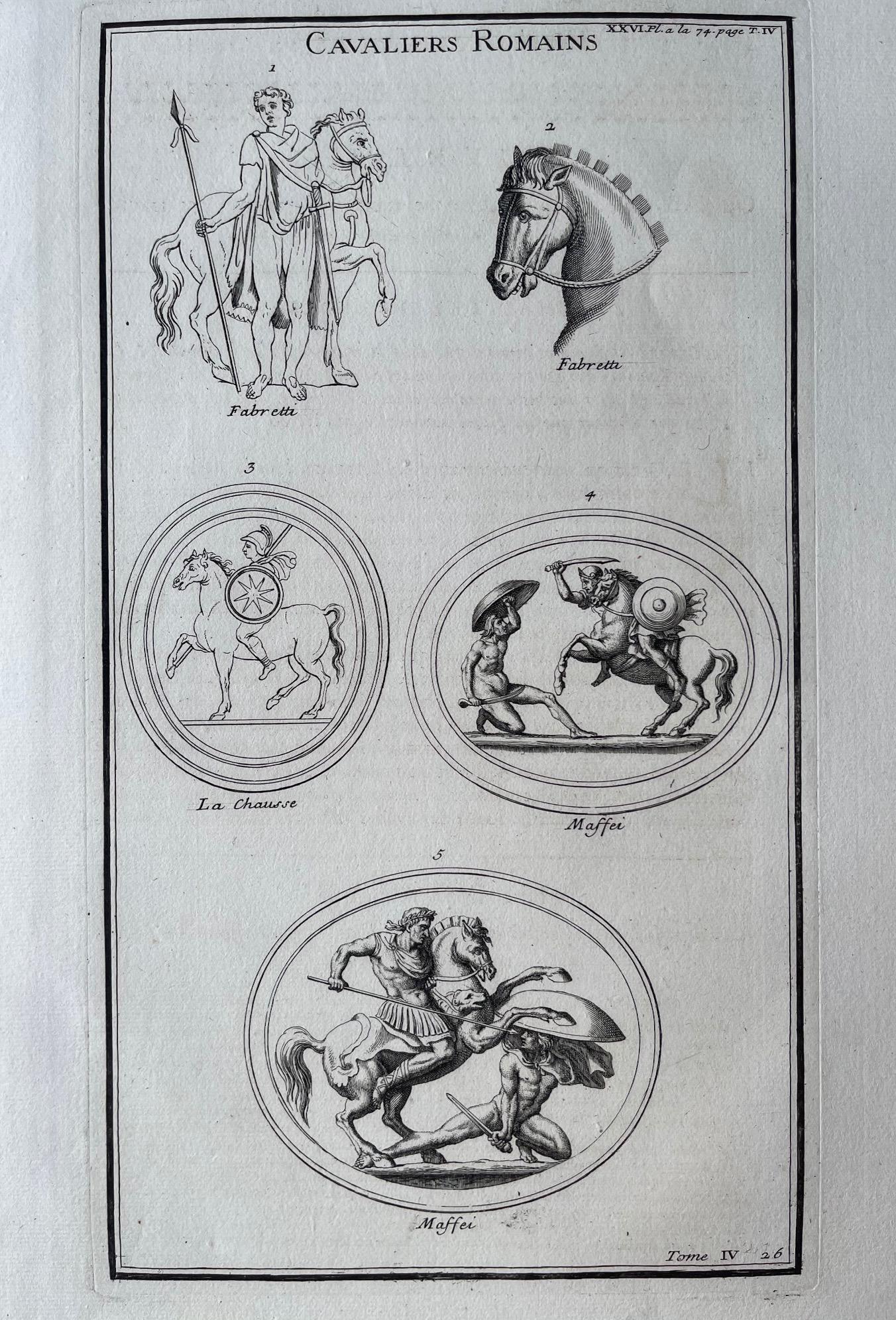 ANTIQUE ENGRAVING ANCIENT ROMAN CAVALIERS (1 of 2)