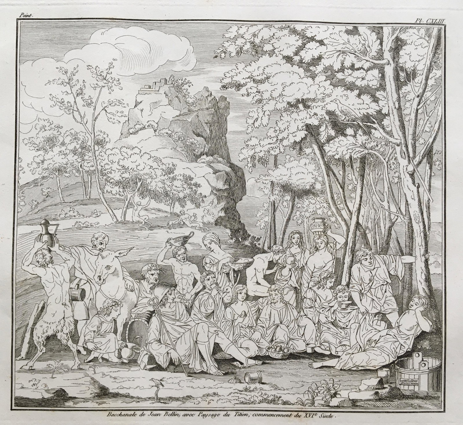 ANTIQUE PRINT BACCHANALE JEAN BELLIN AND TITIAN (1 of 3)