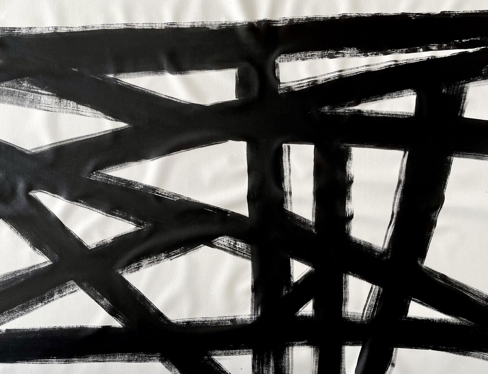 ABSTRACT BLACK AND WHITE ACRYLIC ON CANVAS PAINTING (1 of 2)