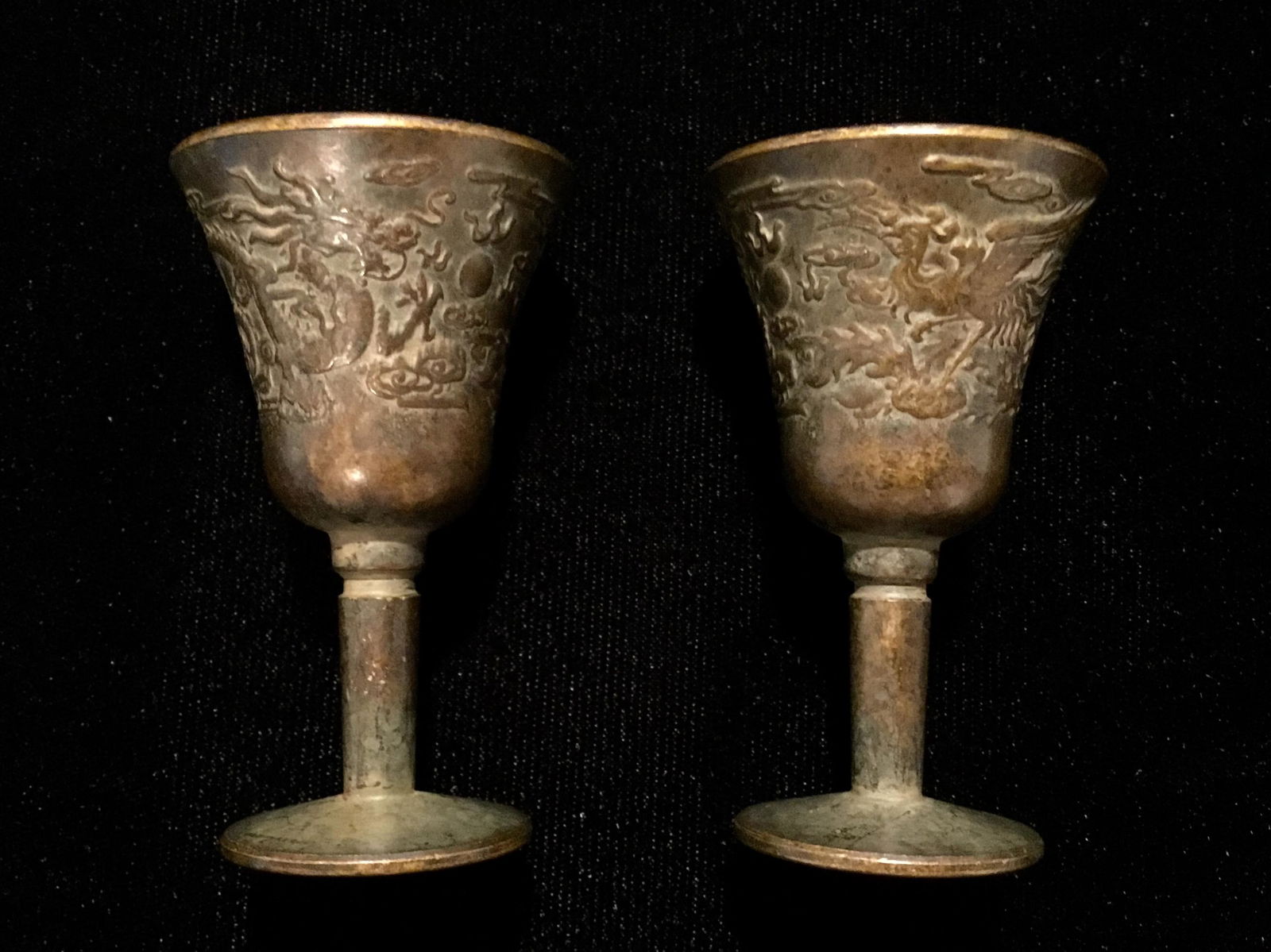 CHINESE BRONZE CENSER CUPS MARKED (1 of 6)
