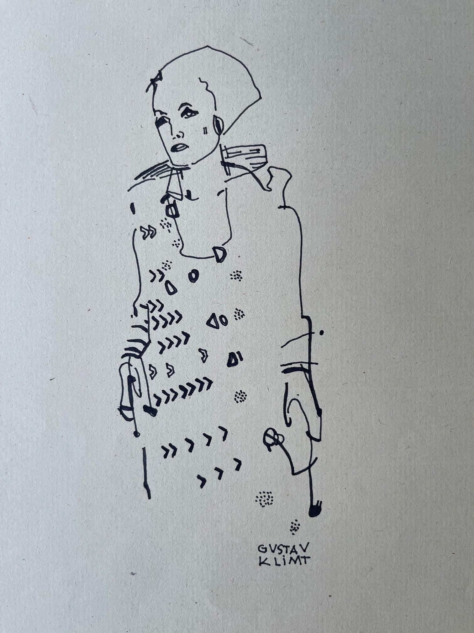 INK ON PAPER DRAWING GUSTAV KLIMT (1 of 2)