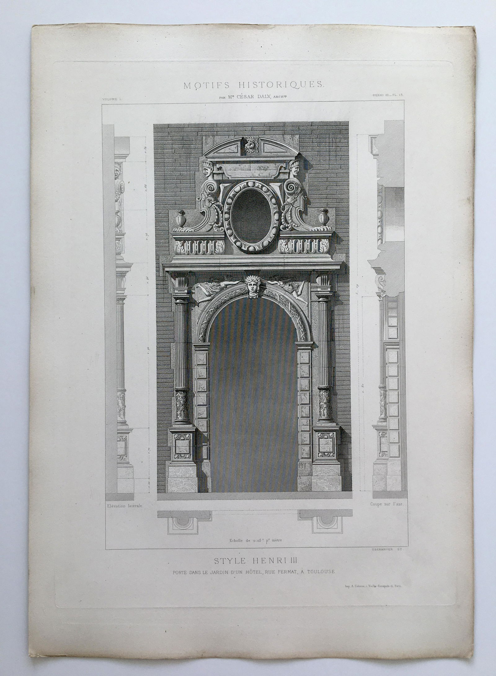 ANTIQUE FRENCH ARCHITECTURAL ENGRAVING (1 of 2)
