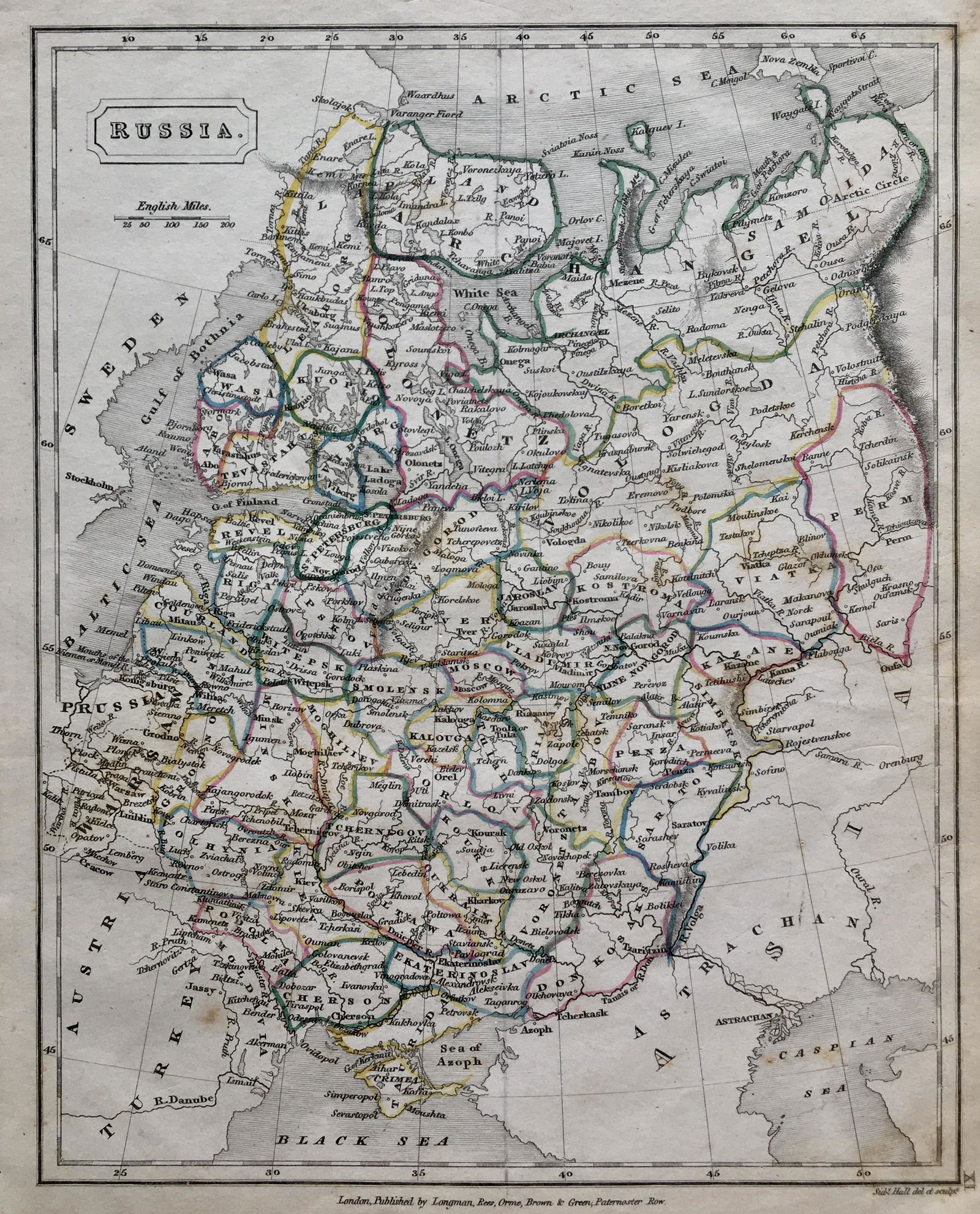 Russia Antique Map 1826: Antique Map of Russia. Size: 11 X 8.5 inches approx. Unframed. Printed 1826.