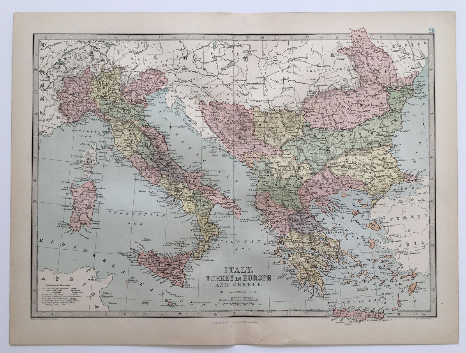 ITALY, TURKEY IN EUROPE & GREECE MAP 1878 (1 of 2)