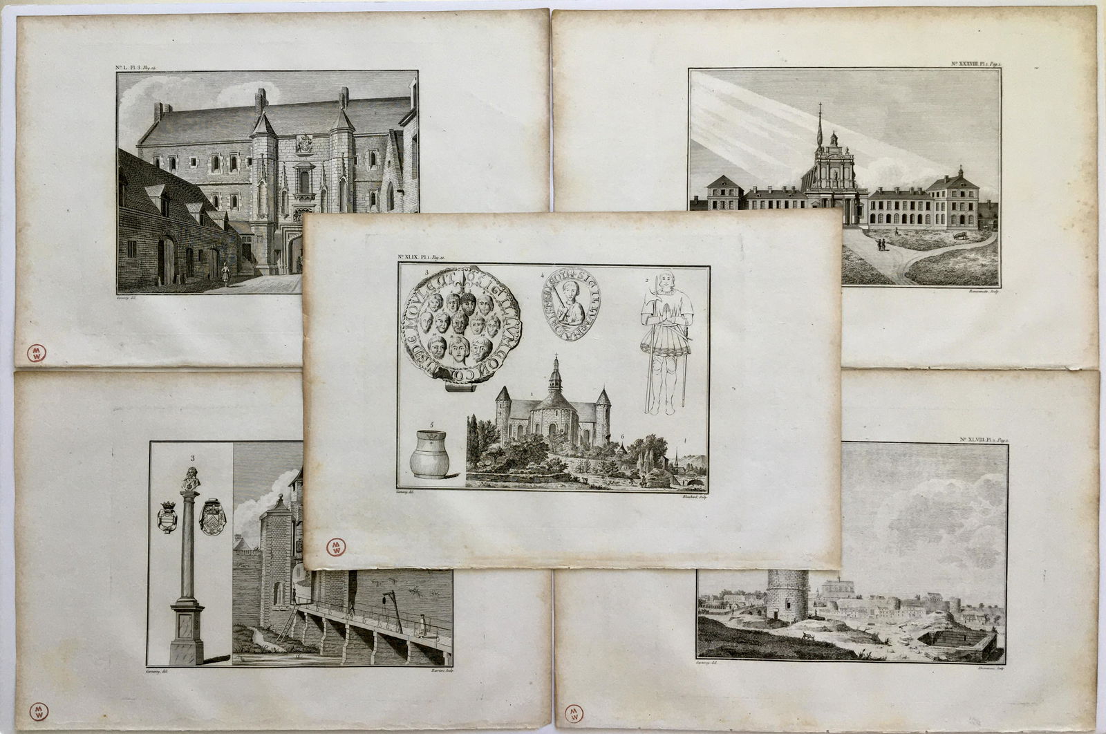FRENCH ARCHITECTURAL ENGRAVINGS CA 1790 (1 of 5)