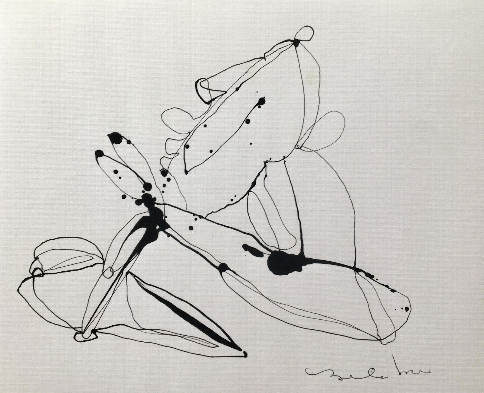 FRENCH ABSTRACT MINIMALIST INK ON PAPER DRAWING (1 of 2)