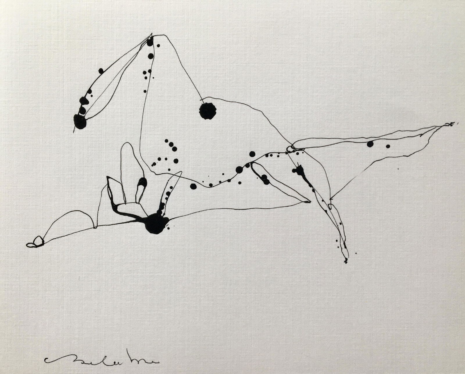 FRENCH ABSTRACT MINIMALIST INK ON PAPER DRAWING (1 of 2)