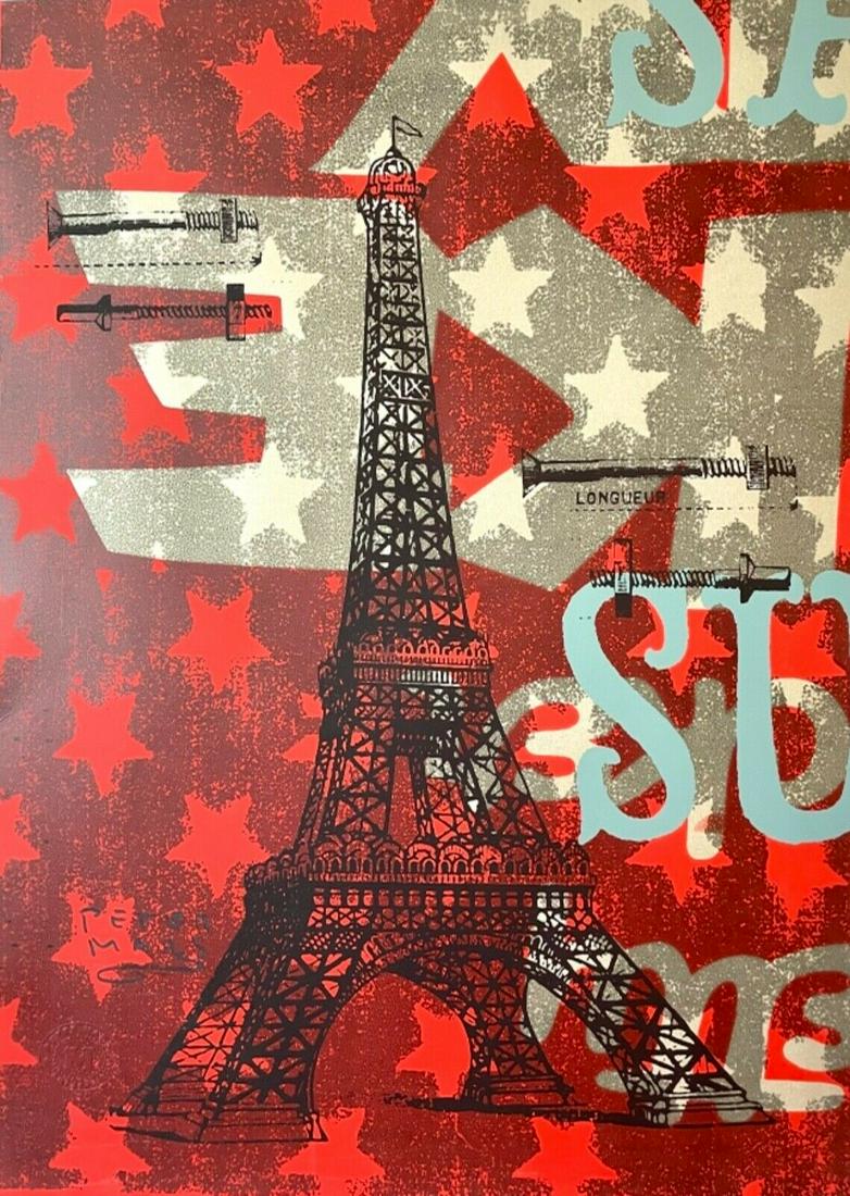 PETER MARS SIGNED SILKSCREEN EIFFEL TOWER POP ART (1 of 4)