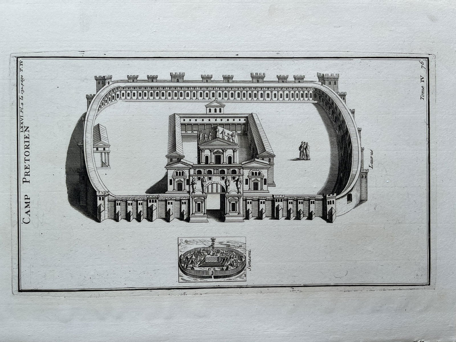 RARE ANTIQUE ENGRAVING CAMP OF THE PRAETORIAN GUARDS (1 of 2)