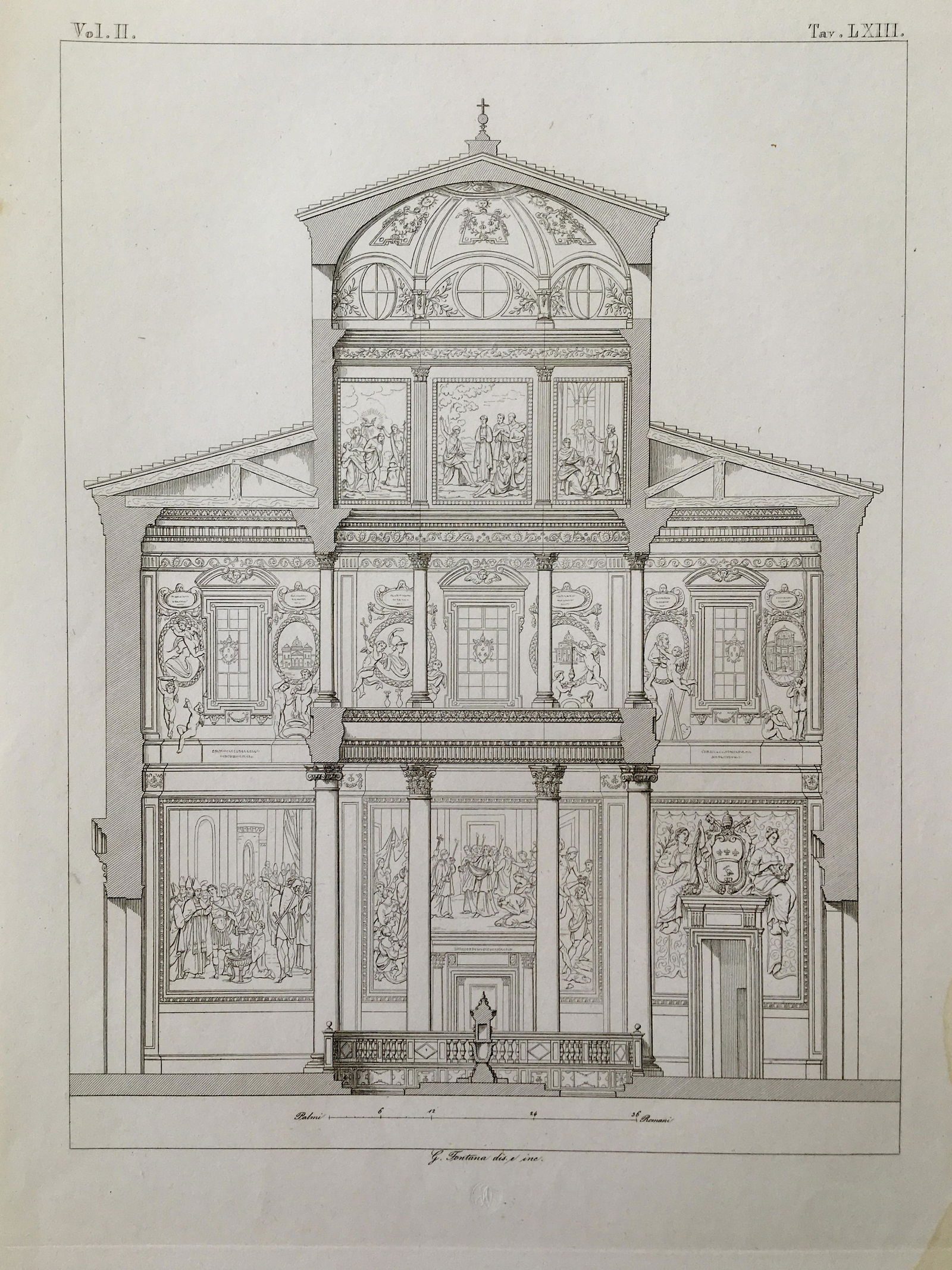 ANTIQUE ITALIAN BASILICA ARCHITECTURAL PRINT (1 of 2)