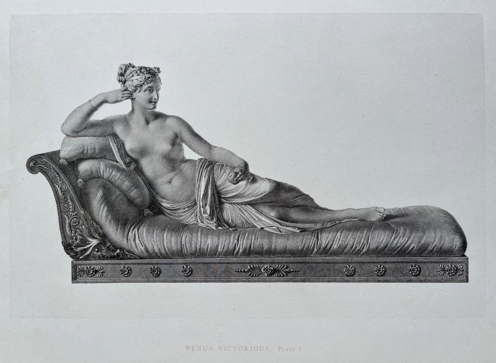 ANTIQUE ENGRAVING AFTER ANTONIO CANOVA VENUS VICTORIOUS: ANTIQUE ENGRAVING AFTER ANTONIO CANOVA. Engraving is sold Unframed. Size: 13 X 10.5 inches. Printed Circa 1870.