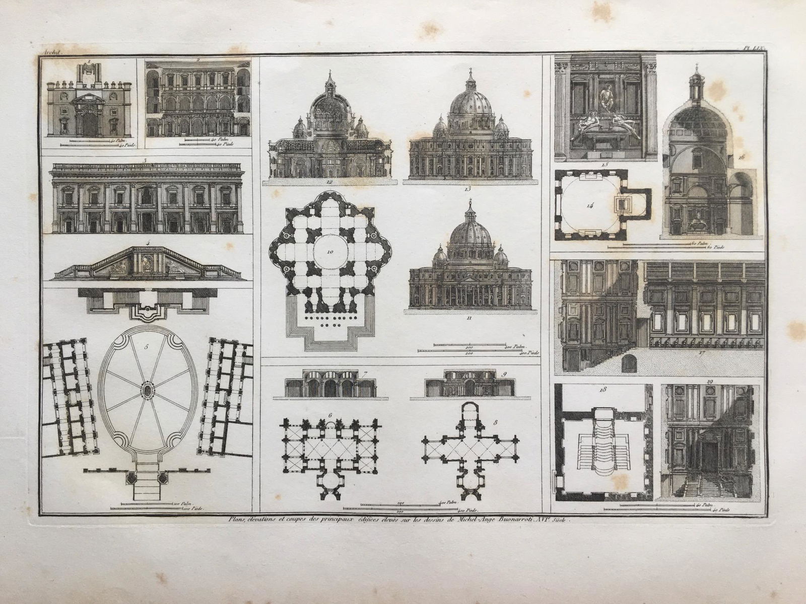 RARE ARCHITECTURAL ENGRAVING MICHELANGELO BUONARROTI (1 of 2)