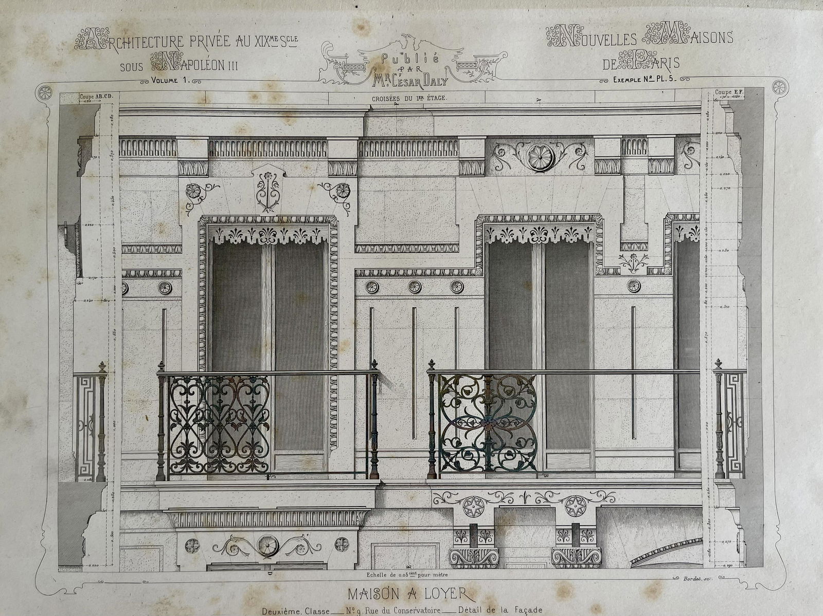 ANTIQUE FRENCH ARCHITECTURAL ENGRAVING (1 of 2)