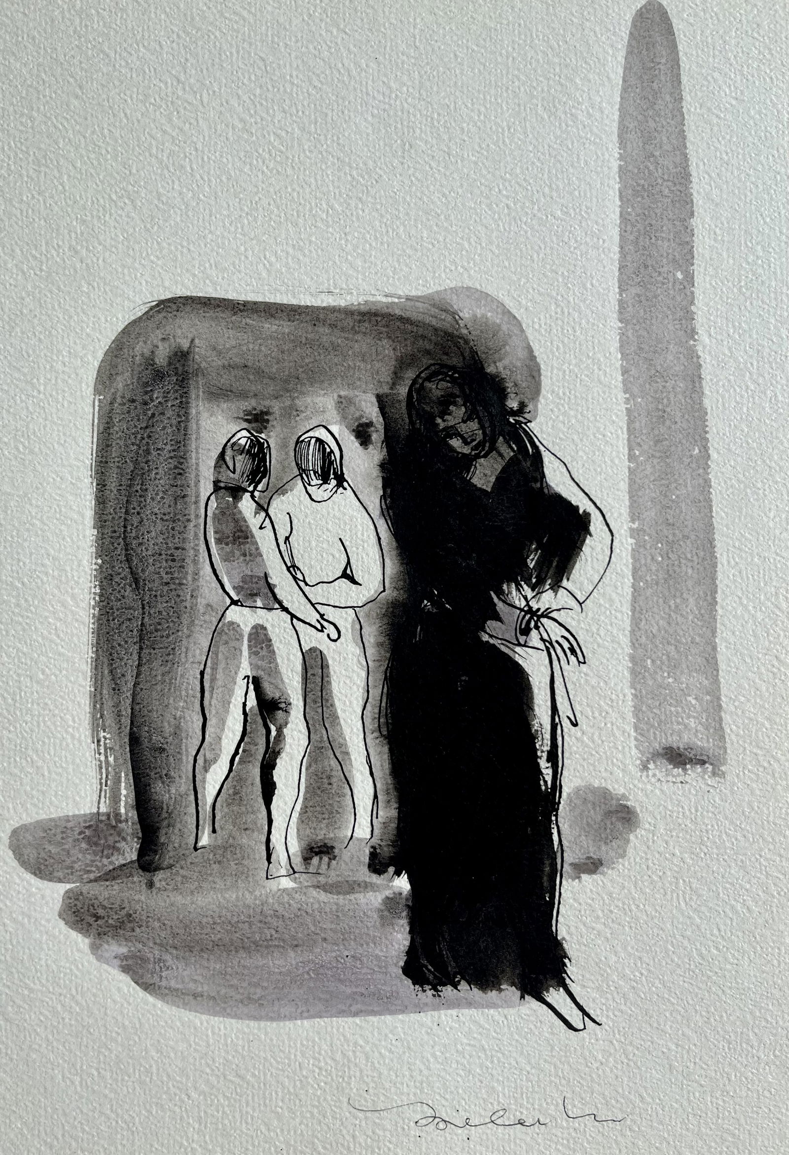 FRENCH ABSTRACT DRAWING ON PAPER (1 of 3)